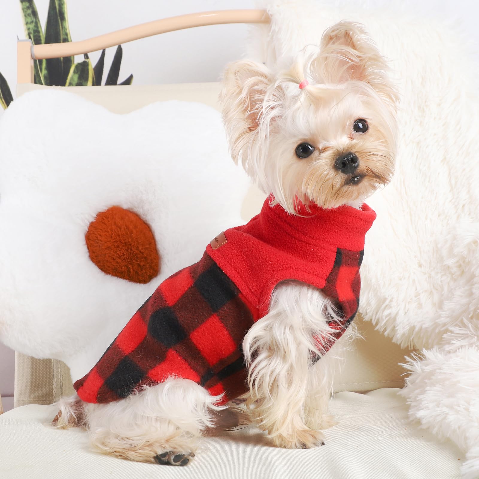 Dog Sweater Vest Fleece Dog Jacket - Winter Dog Clothes For Small Dogs Boy Girl - Dog Sweaters For Small Dogs, Xs, Red