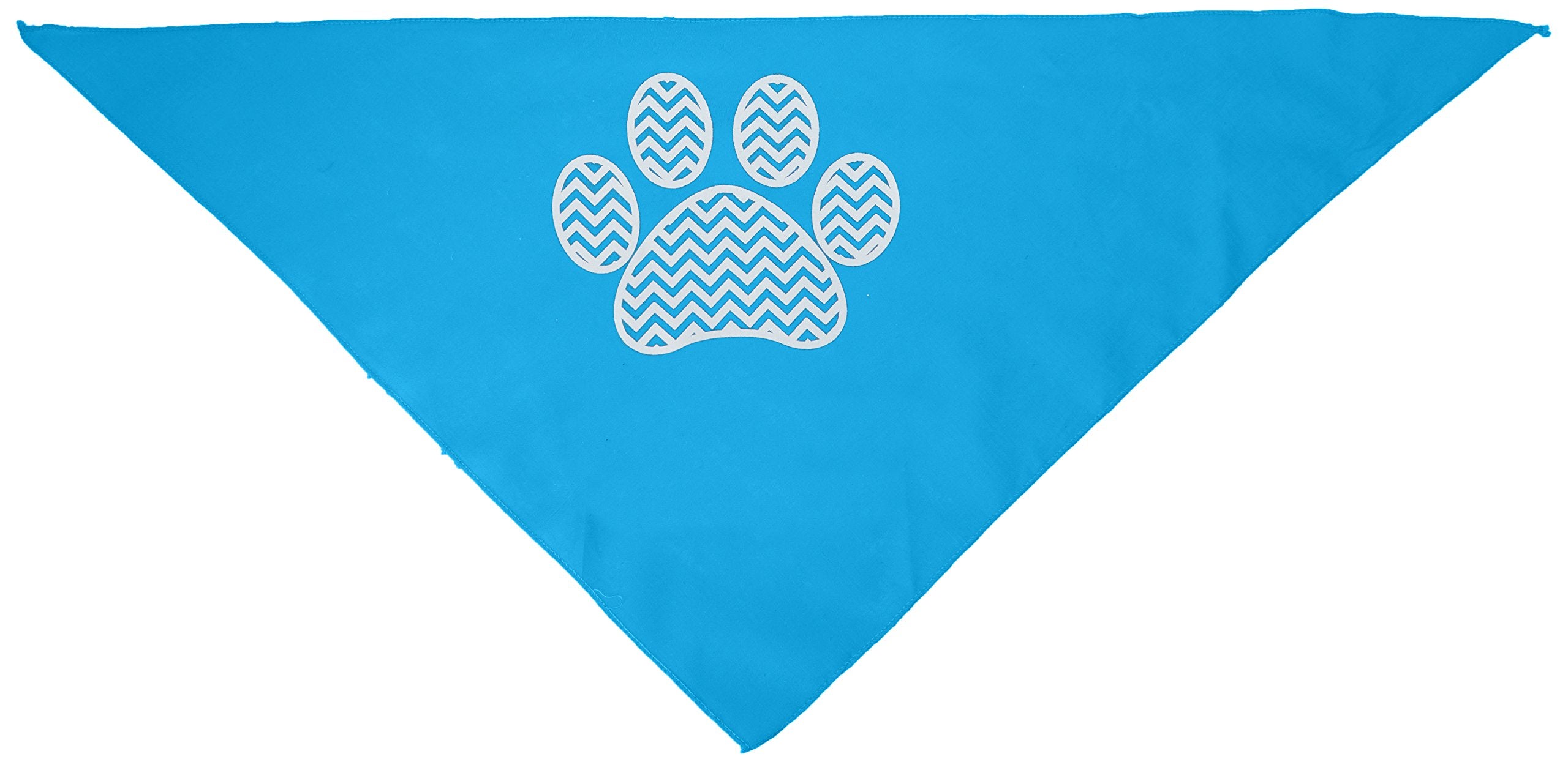 Mirage Pet Products Chevron Paw Screen Print Bandana, Turquoise, Large