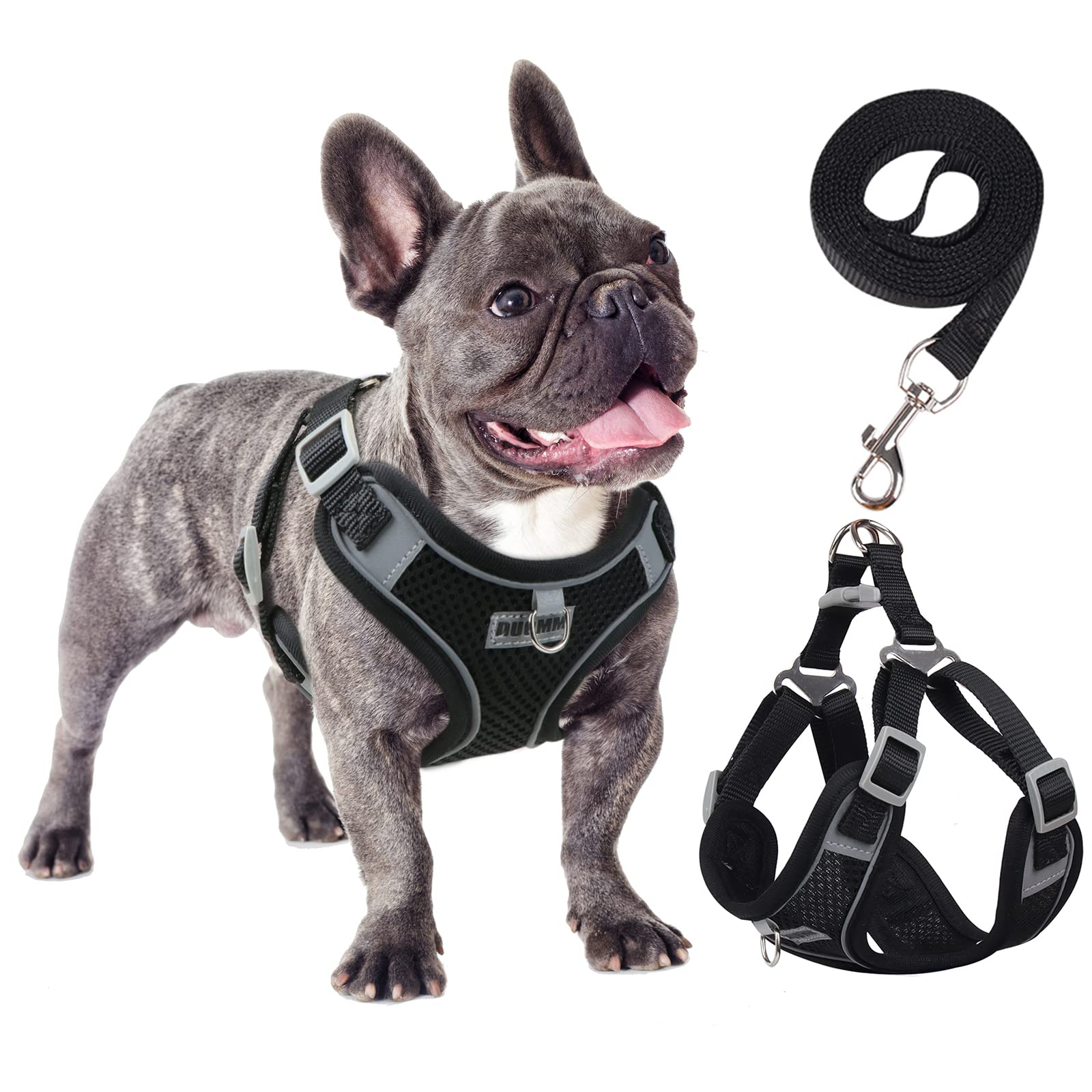 Rennaio Dog Harness No Pull, Adjustable Puppy Harness With 2 Leash Clips, Ultra Breathable Padded Dog Vest Harness, Reflective D