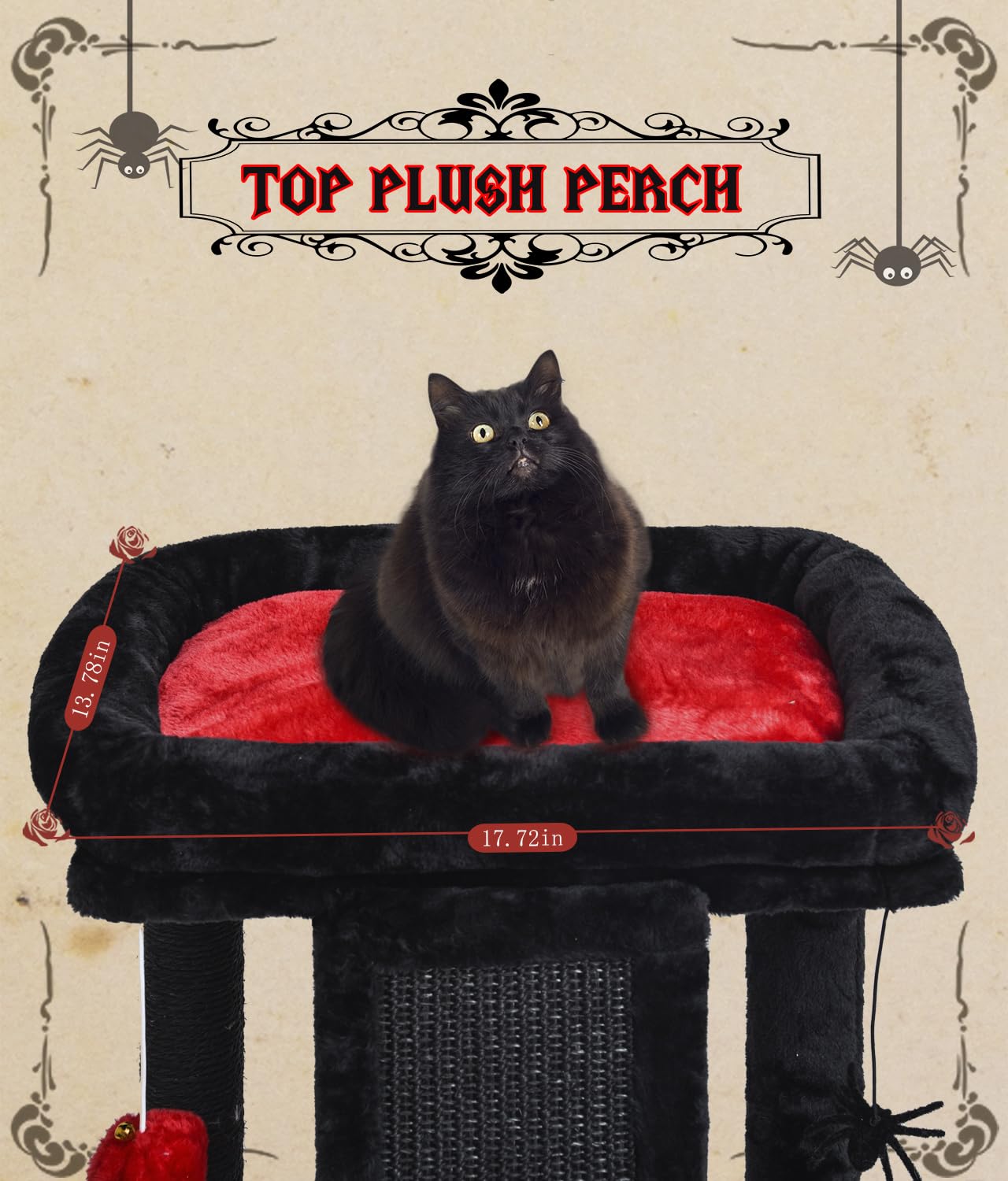 Syandlvy Small Gothic Cat Tree For Indoor Cats, Scratching Board With Perch, Cat Scratching Post For Adults, Cat Post Scratcher,