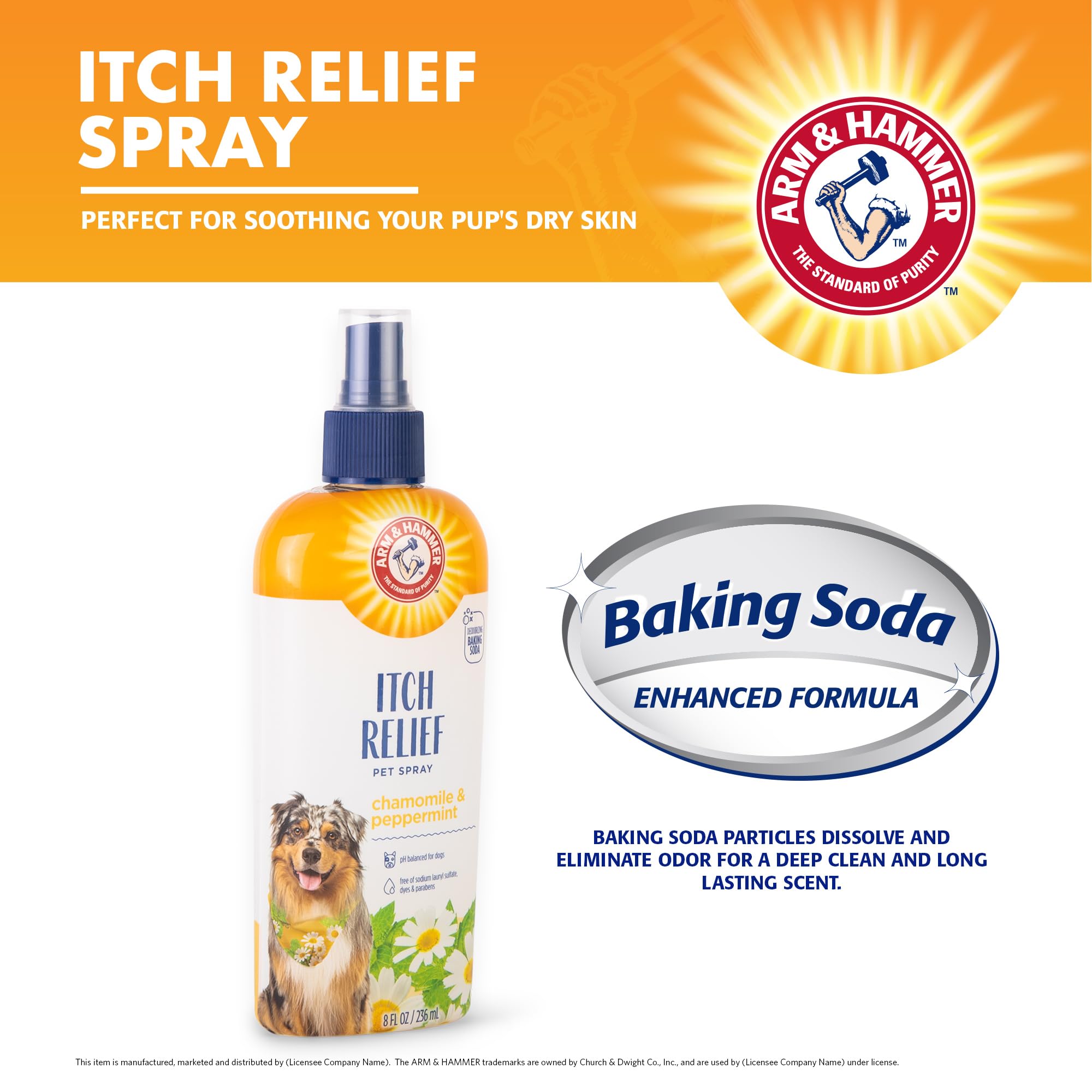 Arm & Hammer for Pets Itch Relief Spray for Dogs with Arm & Hammer Baking Soda, Chamomile and Peppermint Scent, 8oz | Profession