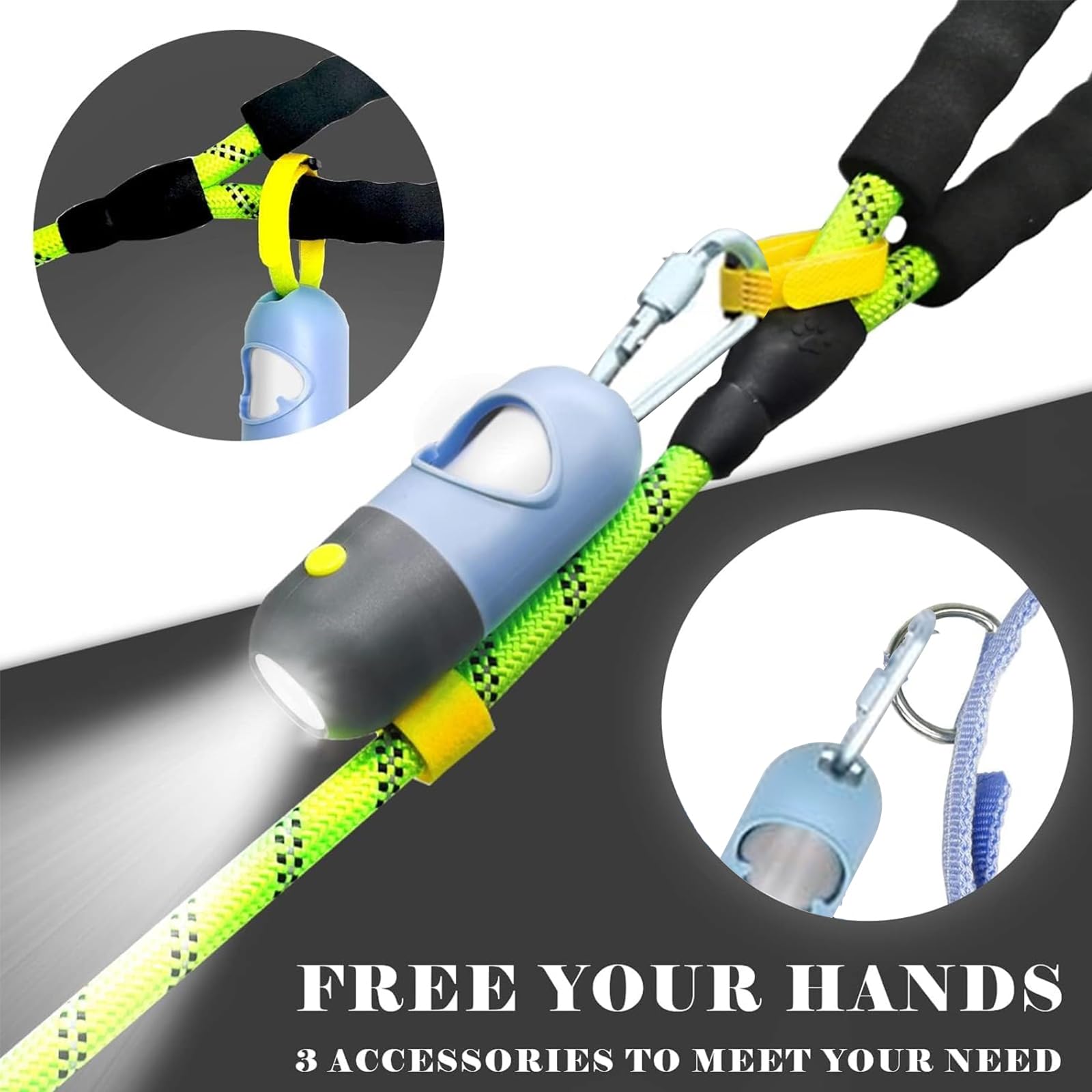 Dog Waste Bags Holder With Led Flashlight Doggie Poop Bags Dispenser With 13 Rolls Leak-Proof Pet Trash Bags Rechargable Usb Cab