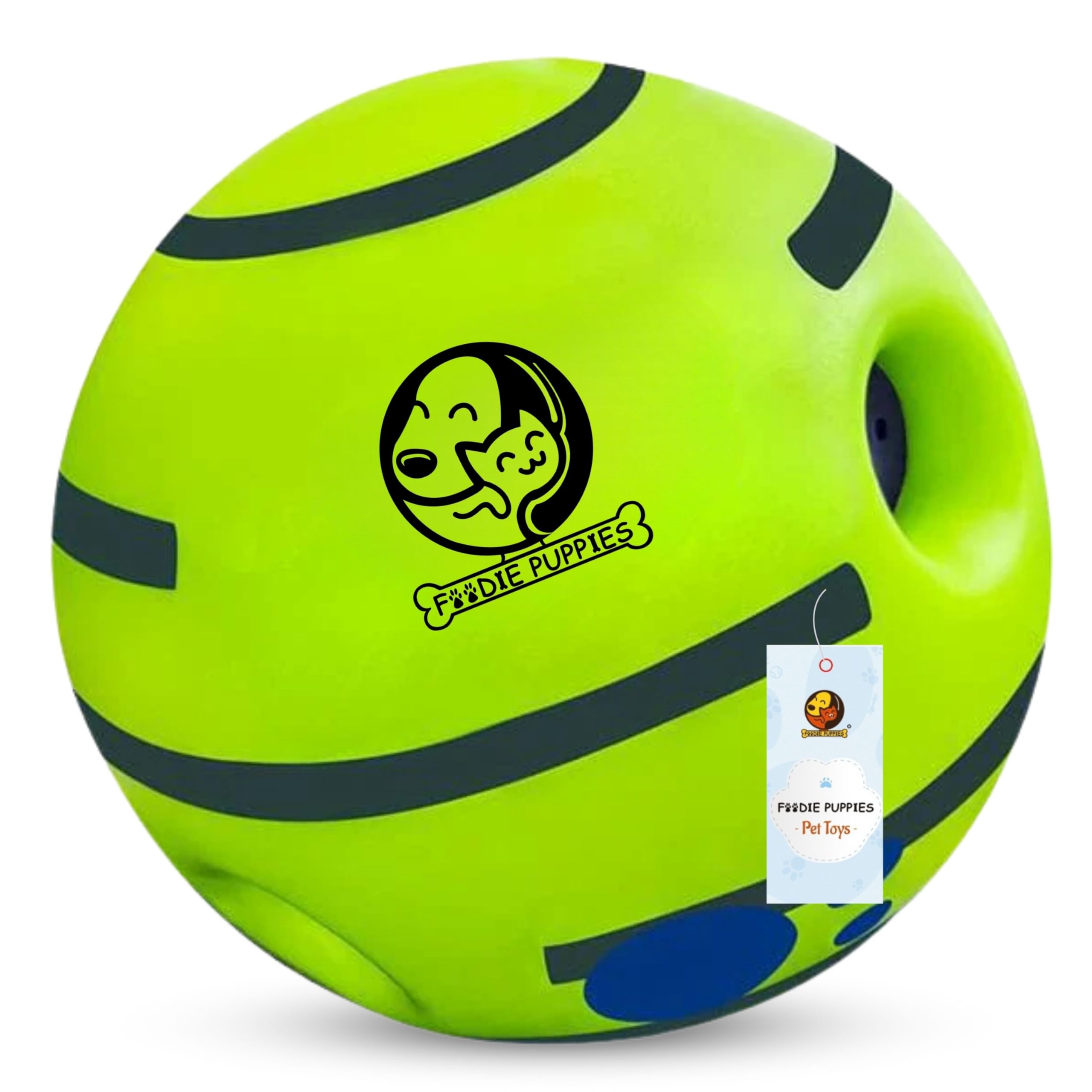 Foodie Puppies 5.5Inch Interactive Giggle Ball Squeaky Dog Toy for Medium to Large Breeds, Durable NonToxic PVC Chew Ball for 