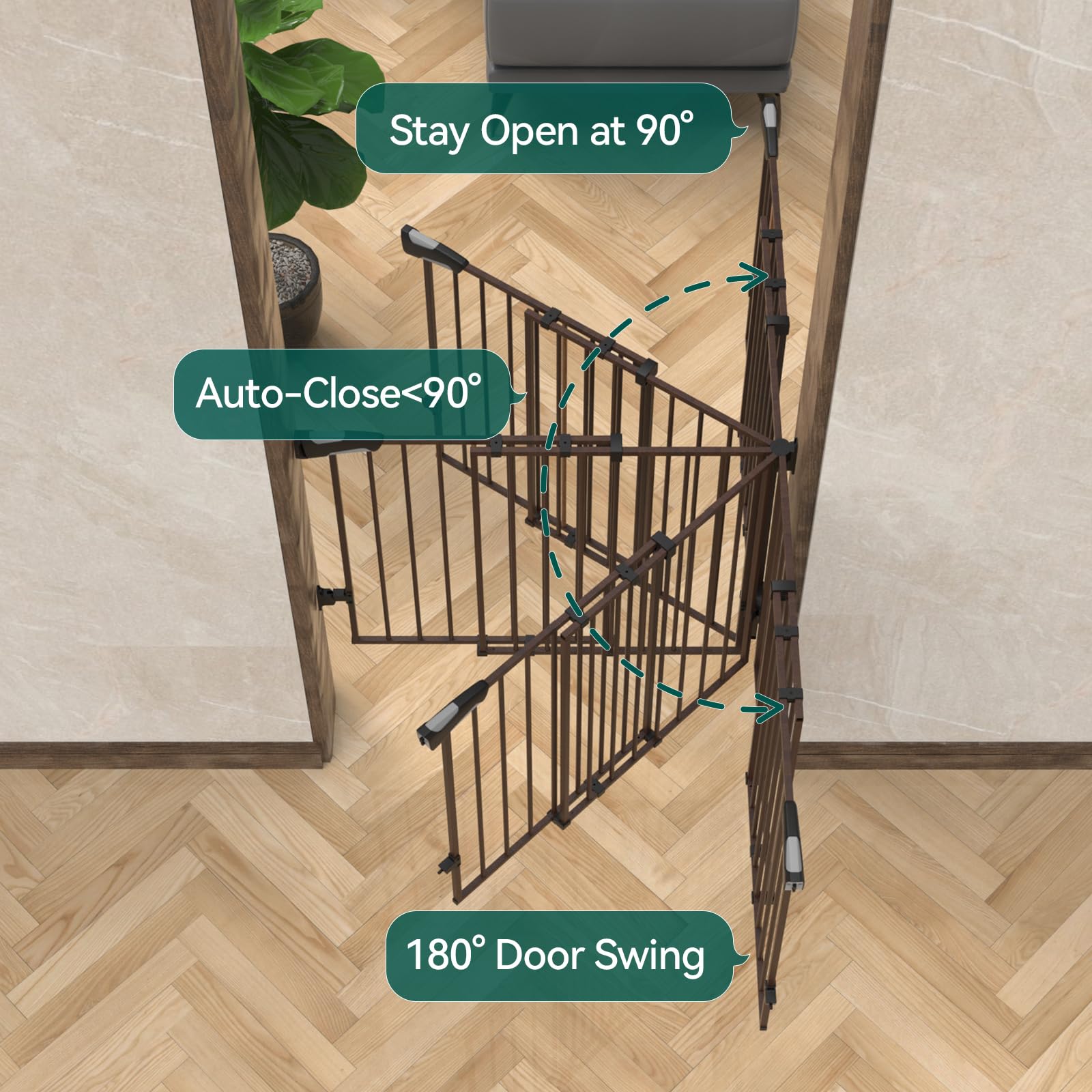 Babelio 26-43 No Bottom Bar Baby Gate for Babies, Elders and Pets, 2-in-1 Hardware Mount Dog Gate for The House, Stairs and Door