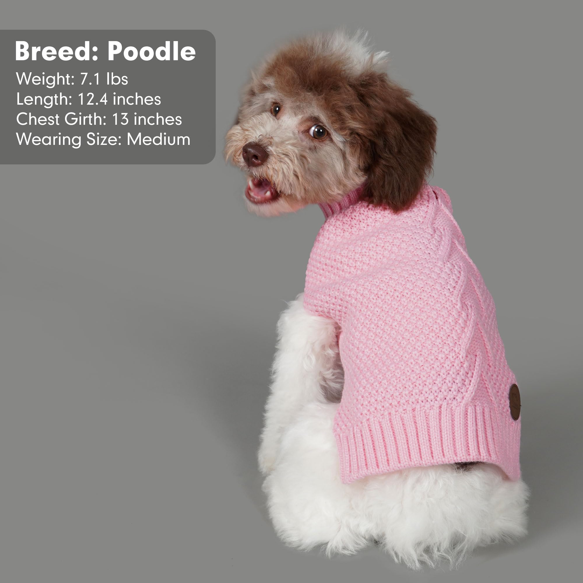 cyeollo Dog Sweater Knitwear Turtleneck Soft Knitwear Pullover Sweaters with Leash Hole Warm Dog Clothes for Medium Dogs,Pink, X