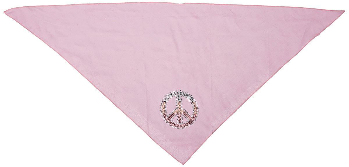 Pet and Dog Bandana Rhinestone, &quot;Rasta Peace Sign&quot; Light Pink Large