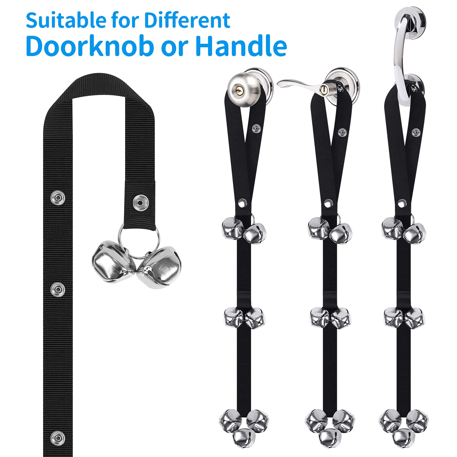 Noodoky Dog Doorbells Pet Bell For Door Potty Training, Adjustable Door Bells For Dogs Puppies Poochie Doggie To Ring To Go Outside, Hanging Bells For Doorknob/Handle (1-Pack)