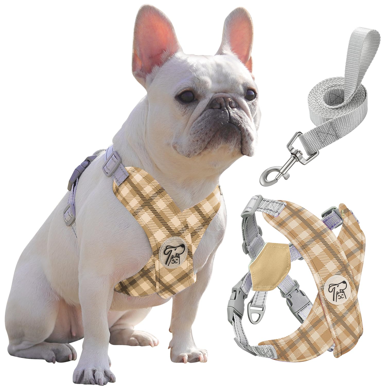 Pawaboo Small Dog Harness and Leash Set, Puppy Harness X-Frame No Pull No Choke, Dog Vest Harness Adjustable for Small Medium Si