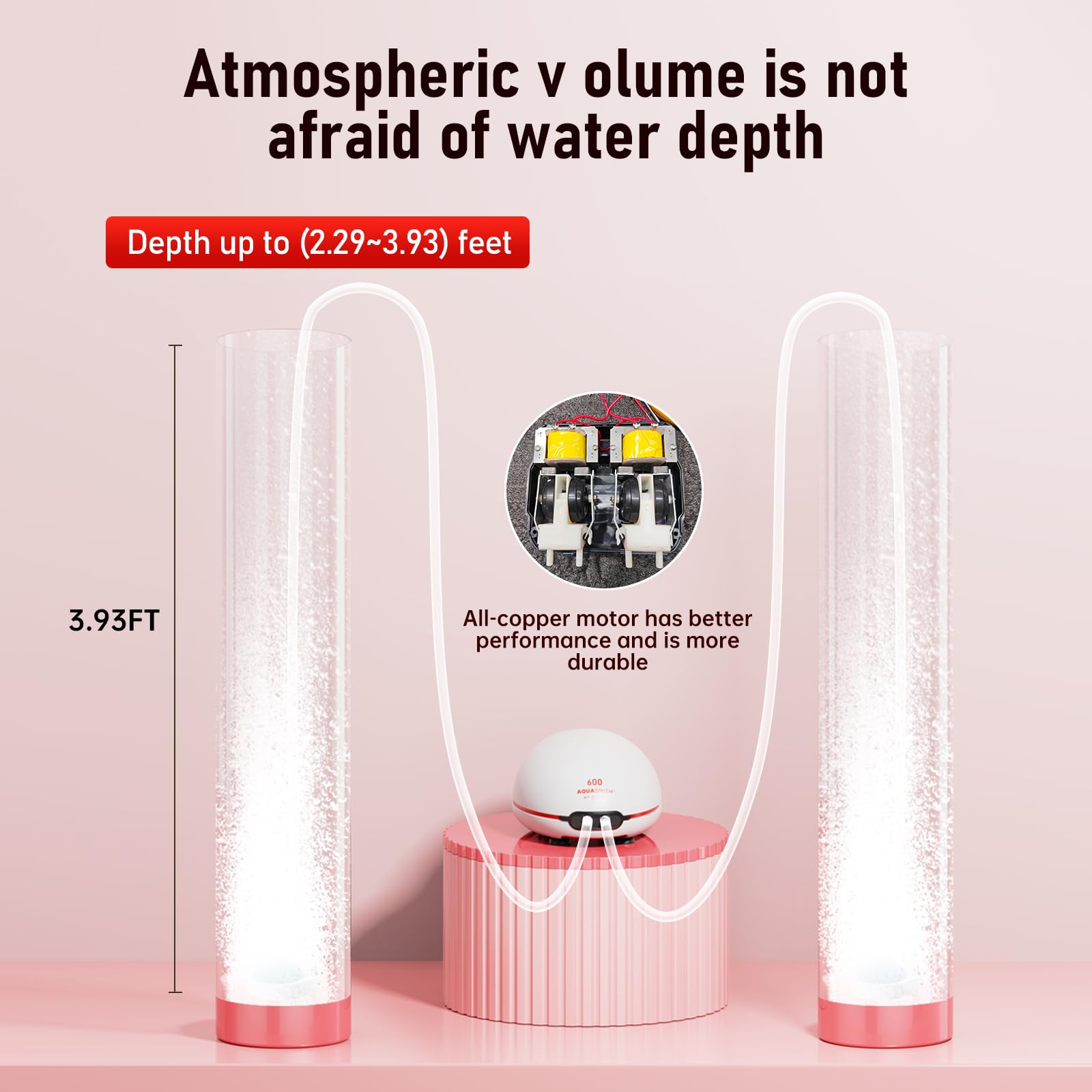 AQUASMITH 3w Ultra Quiet Aquarium Air Pump, Aquarium Aerator Adjustable Airflow, Single Hole Suitable for 70 to 100 GPH Fish Tan