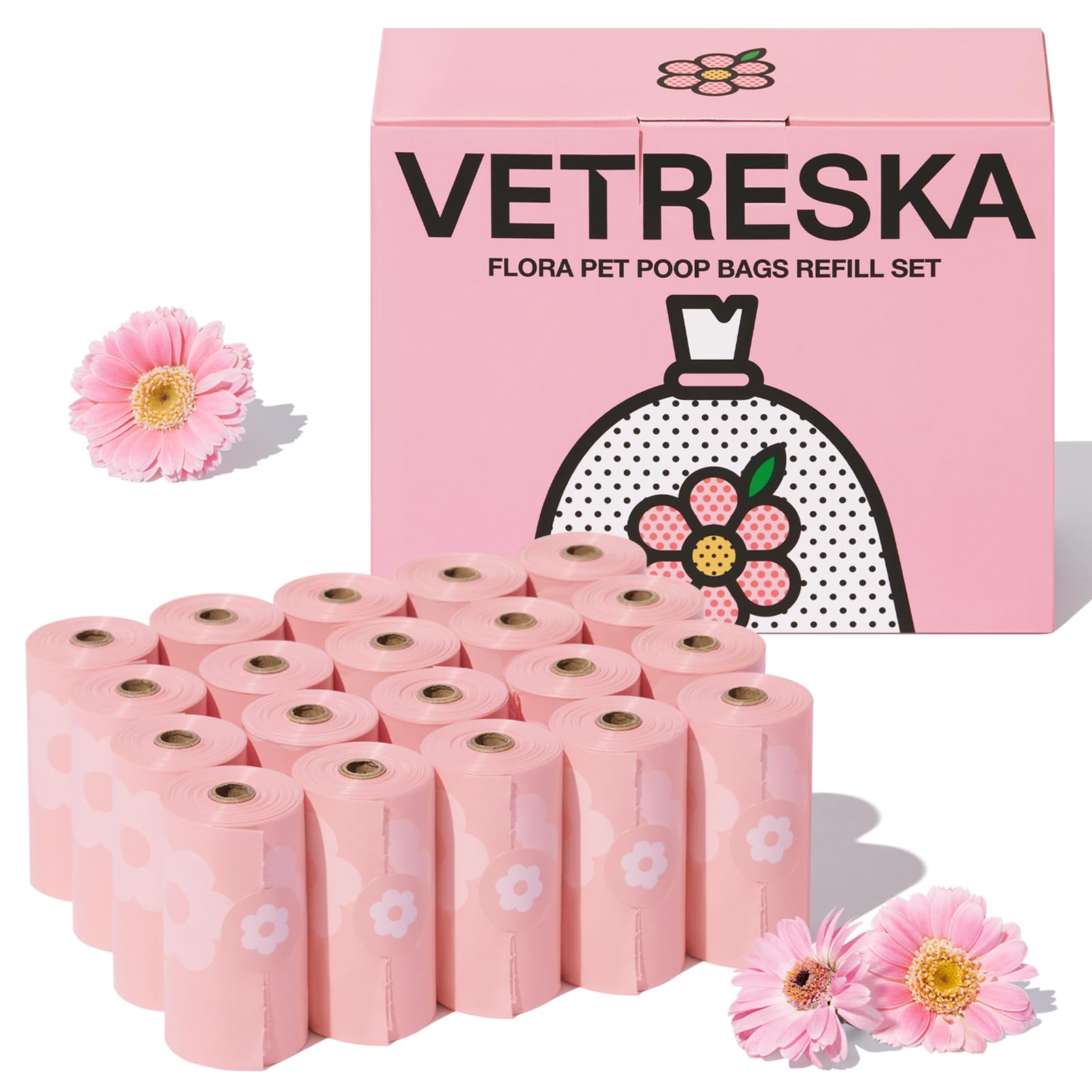 Vetreska Dog Poop Bags Lavender Scented Pet Waste Bags Leak Proof & Extra Thick Waste Bags For Dog Walking And Cat Litter 300 Co