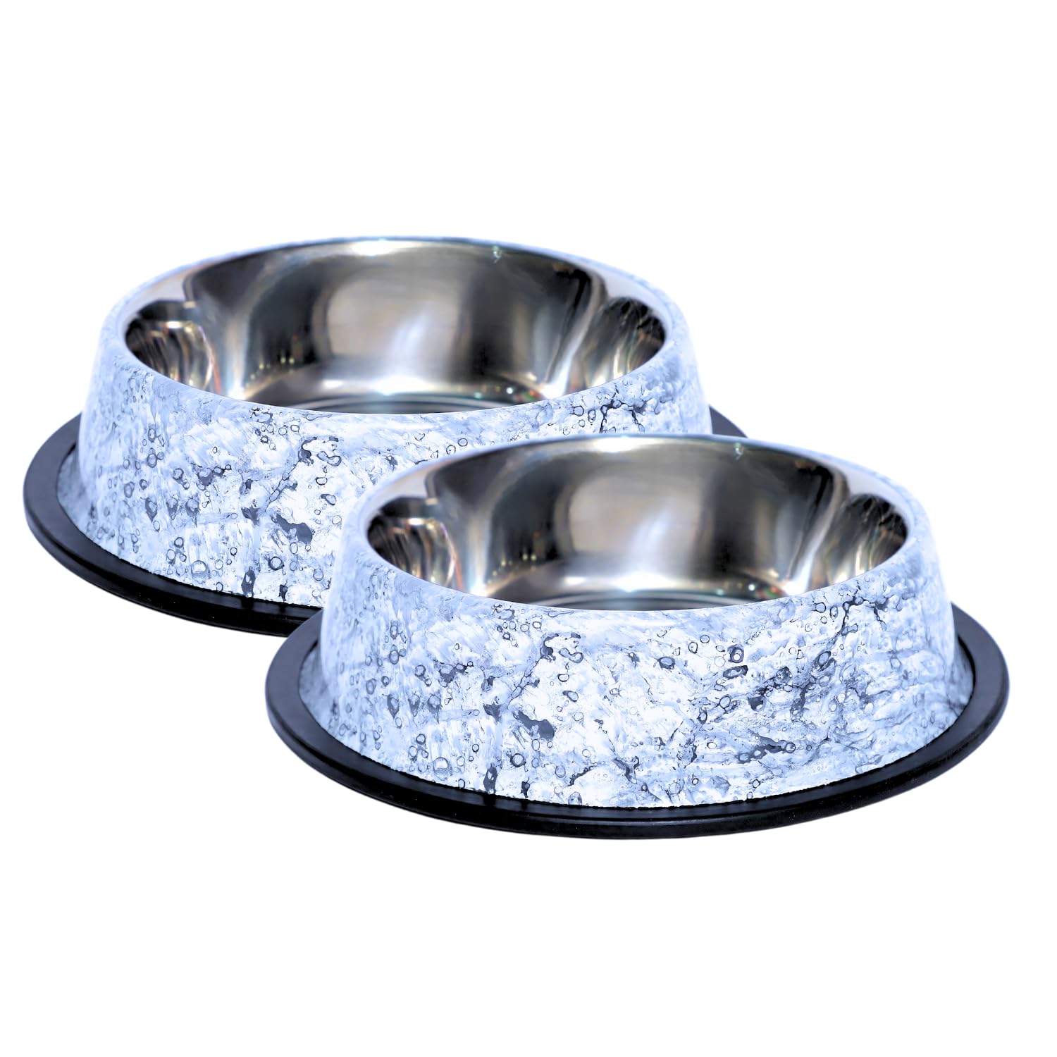 Pets Empire Stainless Steel Dog Bowls (700Ml X 2)  Medium Size Food & Water Bowl Set For Dogs & Cats | NonSlip, Durable, White