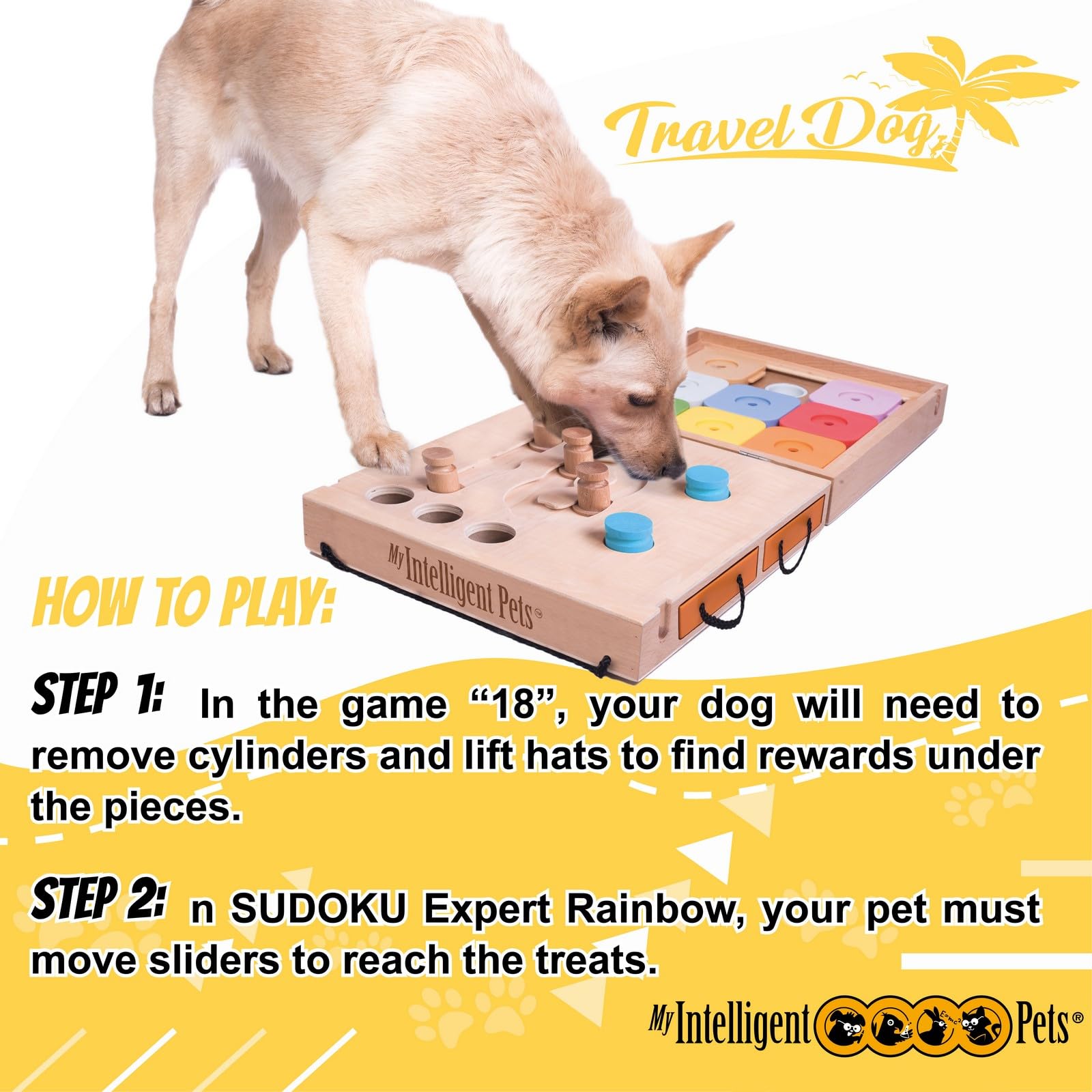My Intelligent Dogs Travel Dog - Portable 2-in-1 Interactive Puzzle Toy and Brain Game for Dogs, Ideal for Mental Stimulation, D