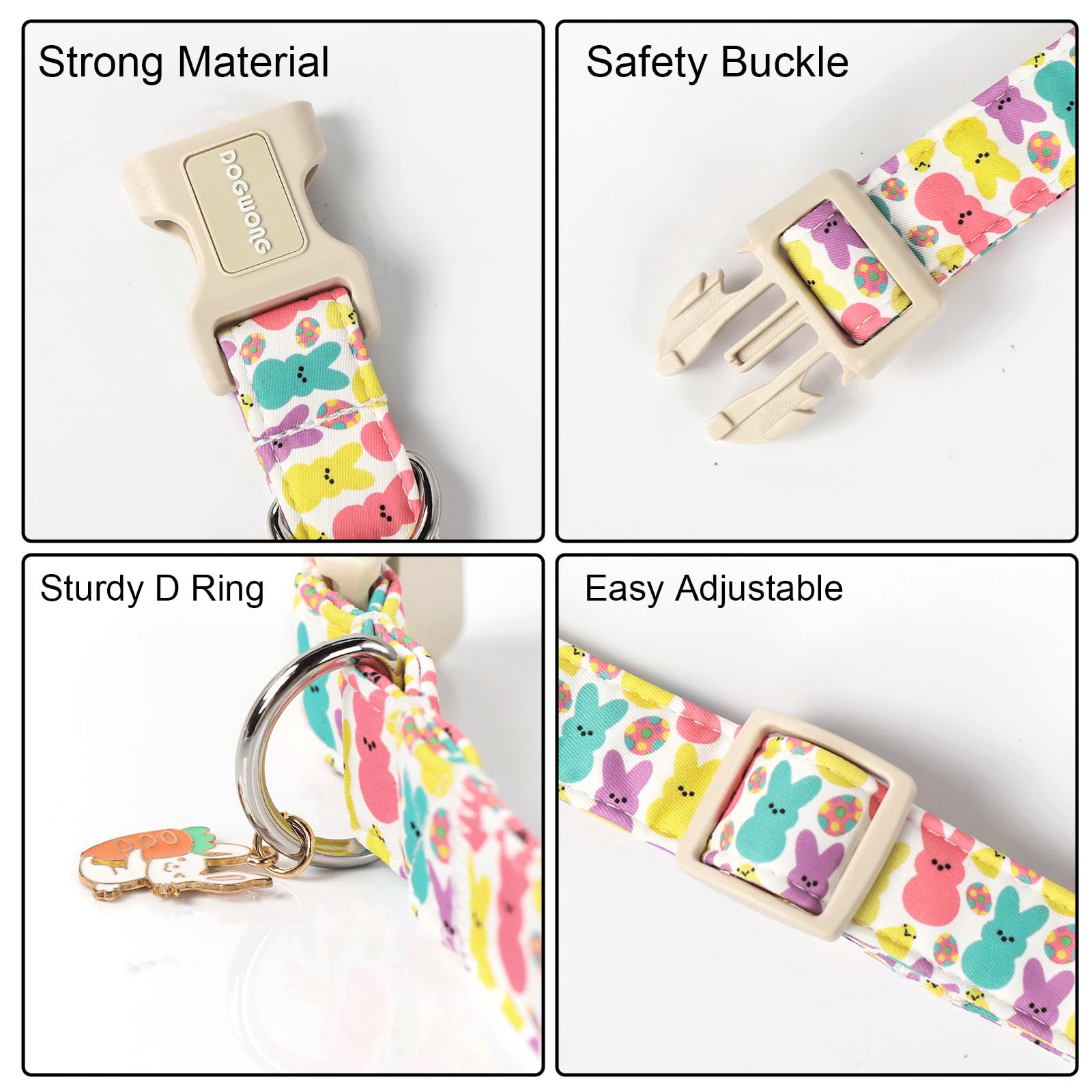 Dogwong Easter Dog Collar- Cute Coloful Egg Dog Collars Adjustable Designer Easter Day Puppy Heart Dog Collar For Small Medium L