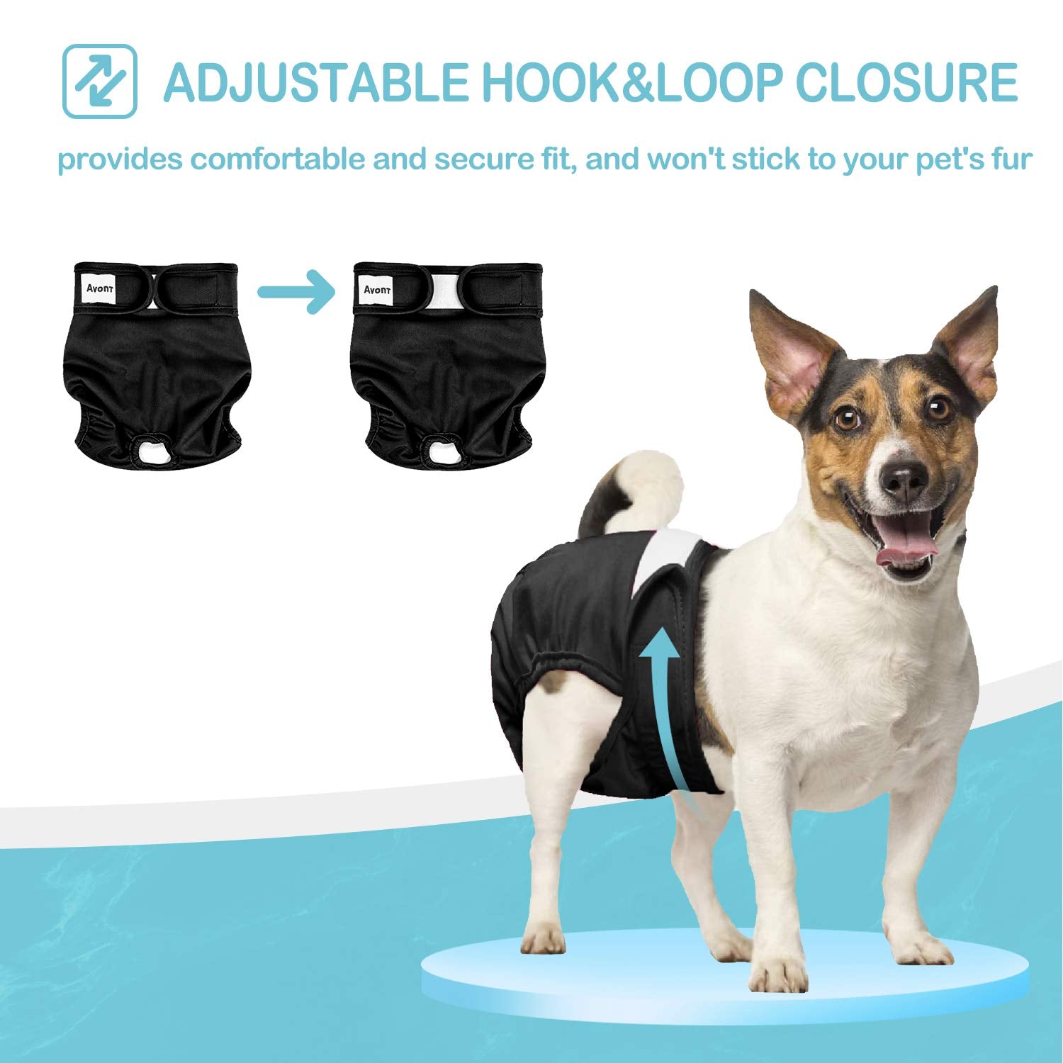 Avont 3 Pack Washable Female Dog Diapers, Premium Reusable Highly Absorbent Doggie Period Panties Durable Dog Diaper Cover -XS 3