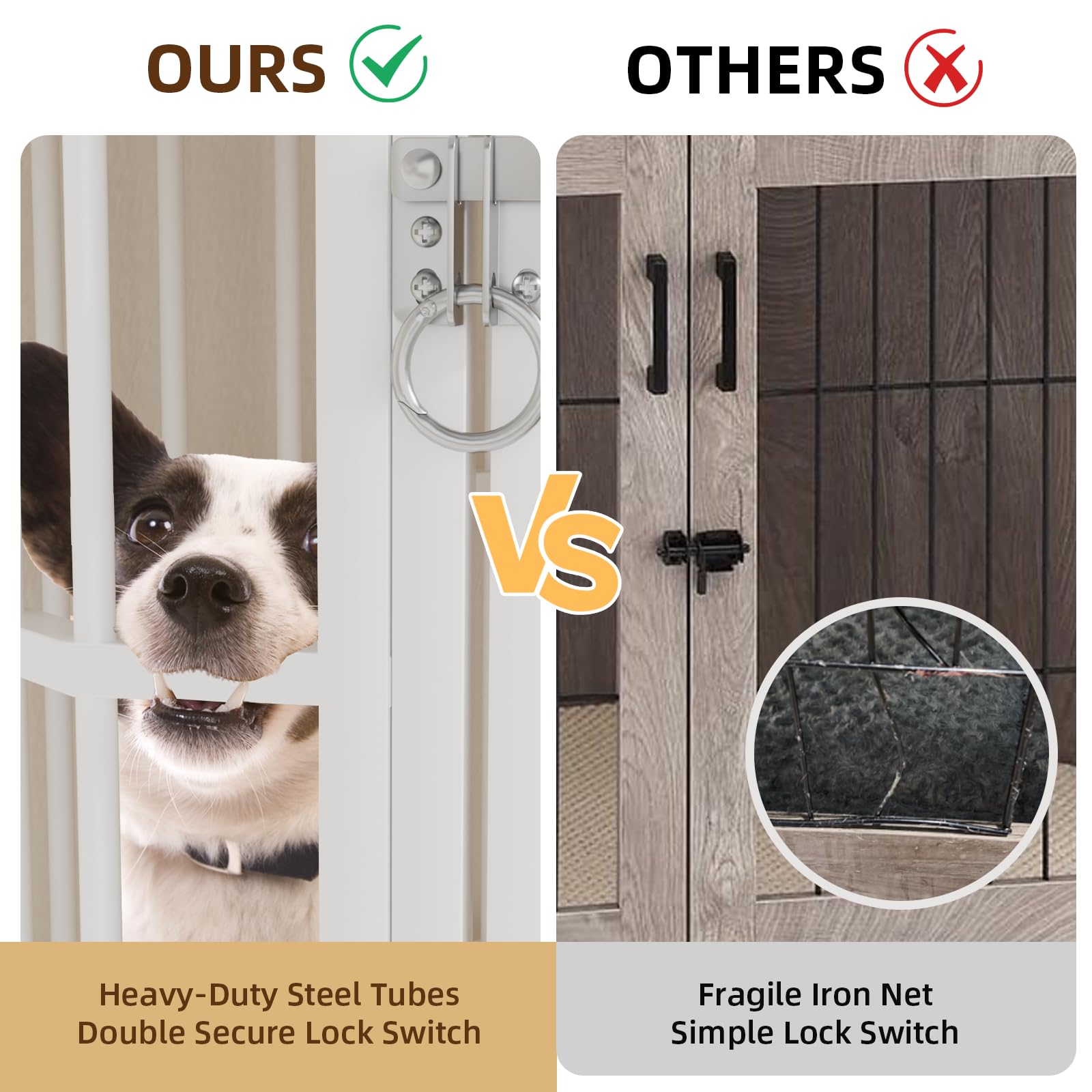 VOWNER 52 Inch Dog Crate Furniture Corner, Wooden Dog Kennel Furniture, End Table Dog Crate for Large Dogs, Indoor Pet Crates Co