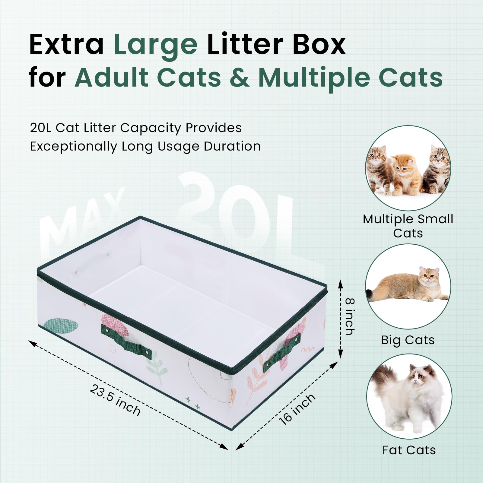 Miu Color Portable Cat Litter Box For Travel With Lid, Extra Extra Large Xxl Leak-Proof Collapsible Litter Box Great For Travel