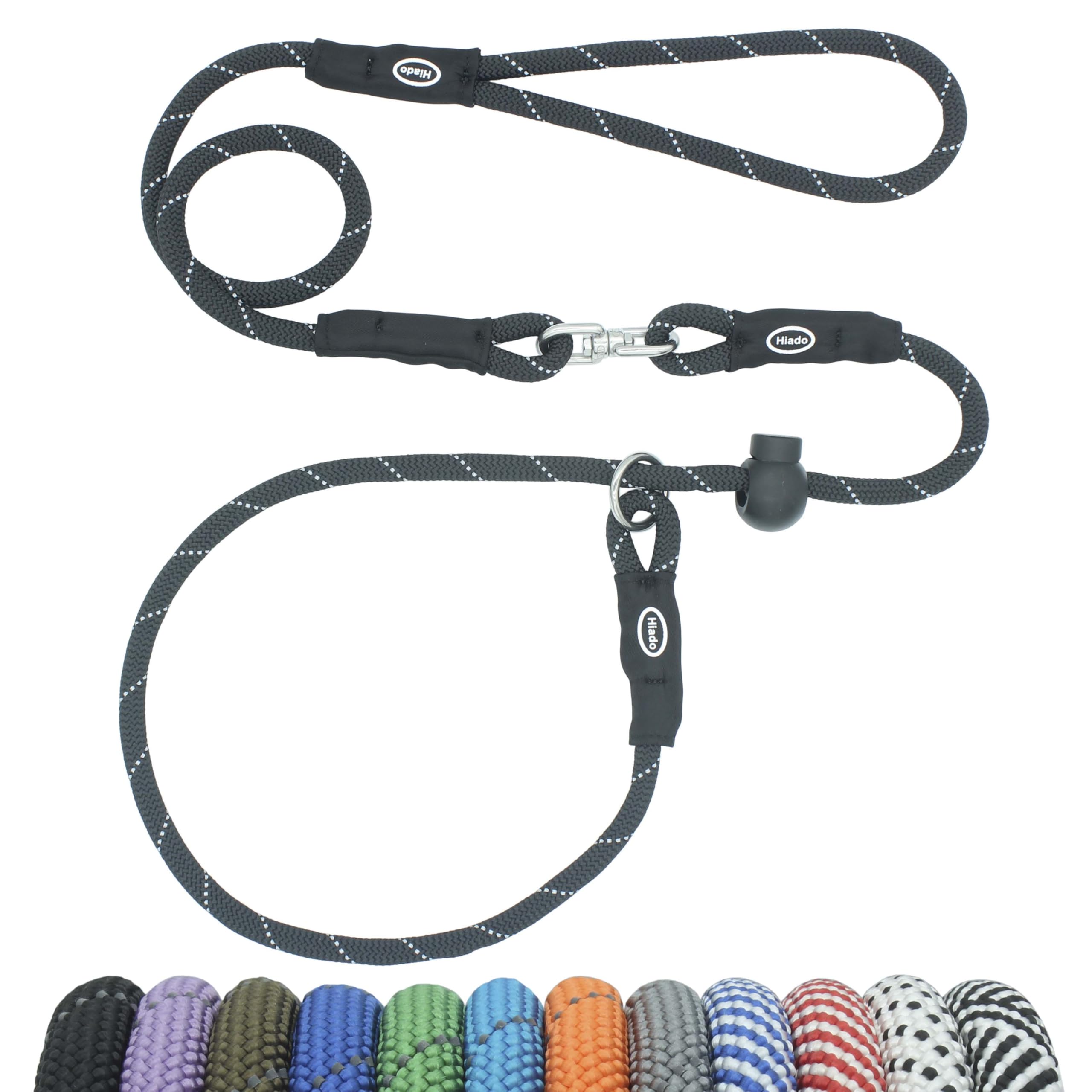 Hiado Slip Lead Dog Leash Reflective With Stopper Rotating Swivel Loop Rope Training No Pull For Small Medium Large Dogs 5Ft Bla