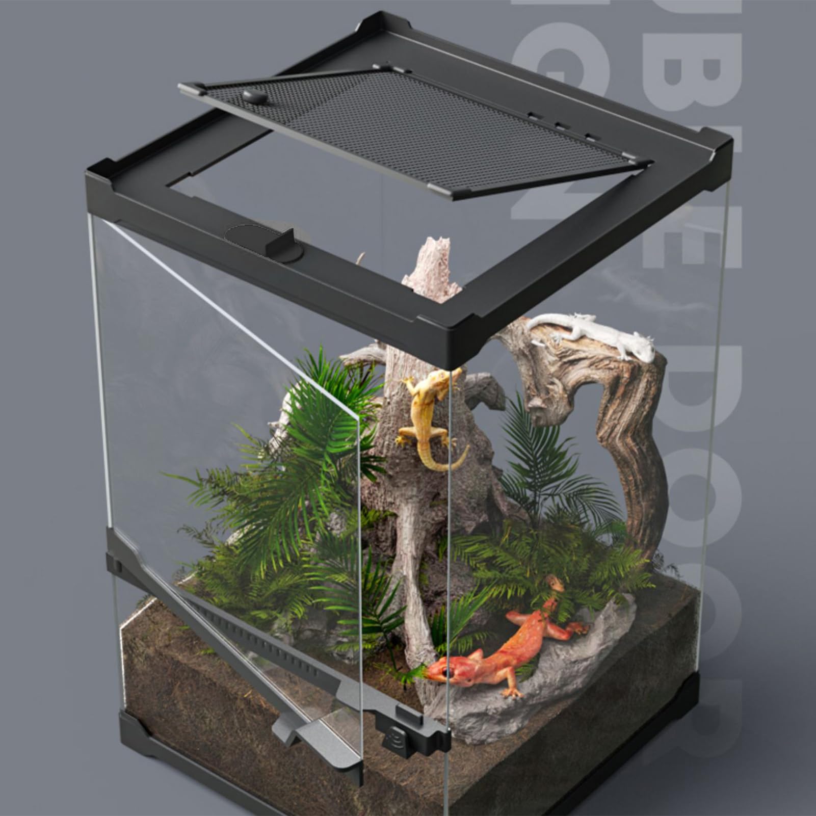 Sarufo Reptile Terrariums Tank (10 Pcs) Front Opening Door 8X8X12 Amphibian Tank Starter Kit, Suitable For Small Reptiles