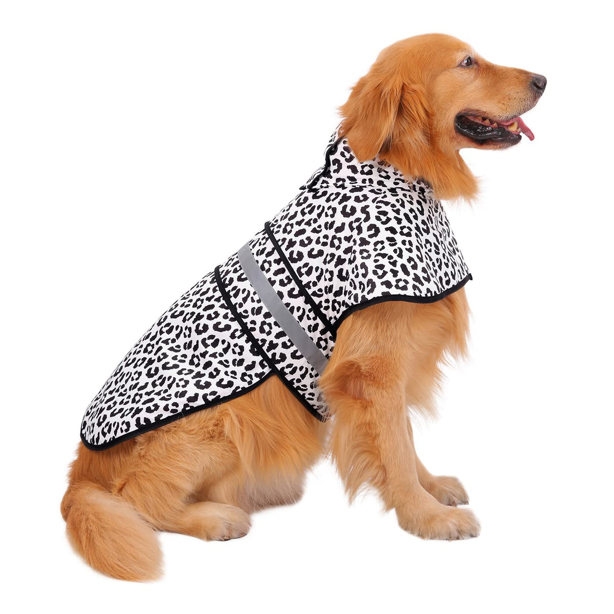 Hde Dog Raincoat Hooded Slicker Poncho For Small To X-Large Dogs And Puppies Snow Leopard - Xl