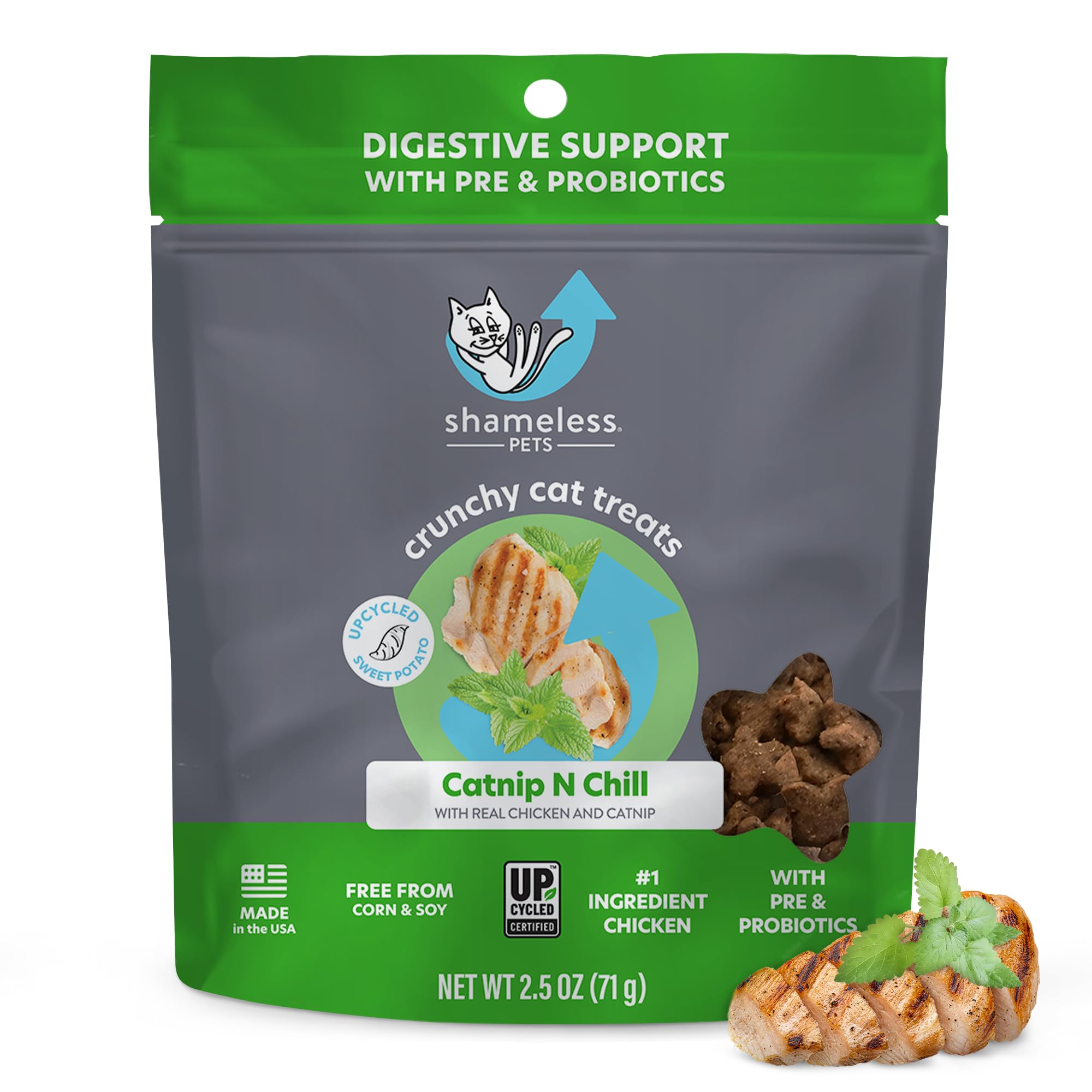 Shameless Pets Crunchy Cat Treats -?Catnip Treats for Cats with Digestive Support, Natural Ingredients Kitten Treats with Real C