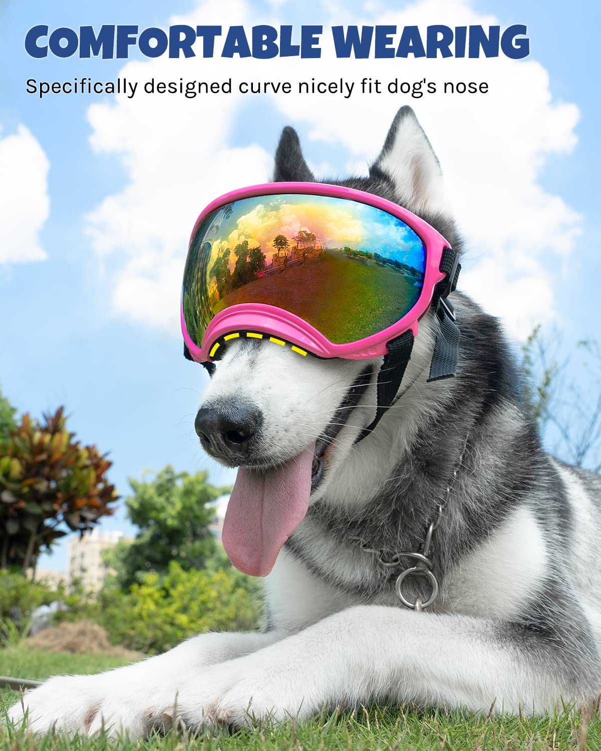 Large Dog Sunglasses, Dog Goggles Large Breed And Medium, Uv Protection, Windproof, Dustproof And Snowproof. Shatterproof Lens,