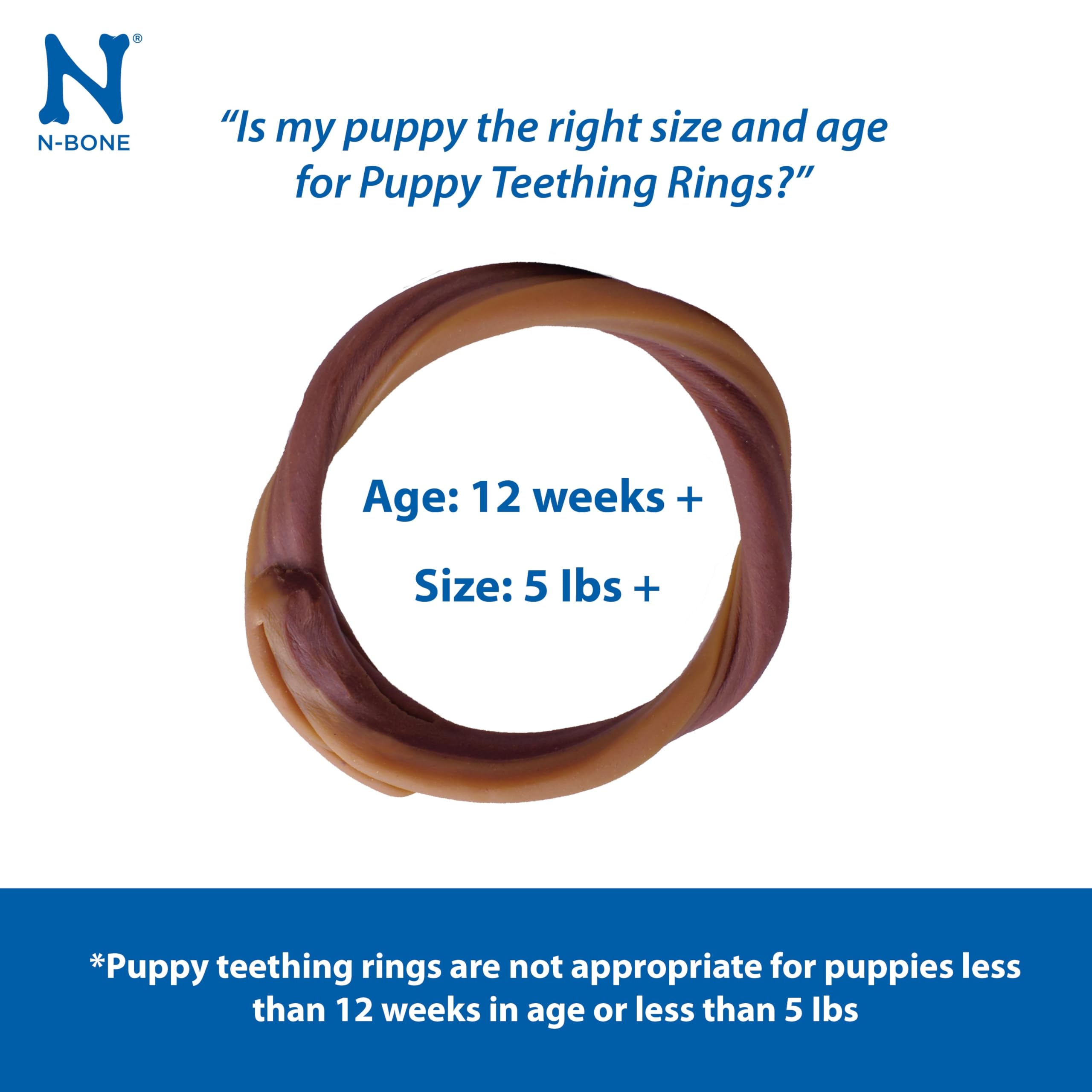 N-Bone Puppy Teething Rings Grain-Free Blueberry & Bbq Flavor Dog Treat, 6 Count Bag, 7.2-Oz