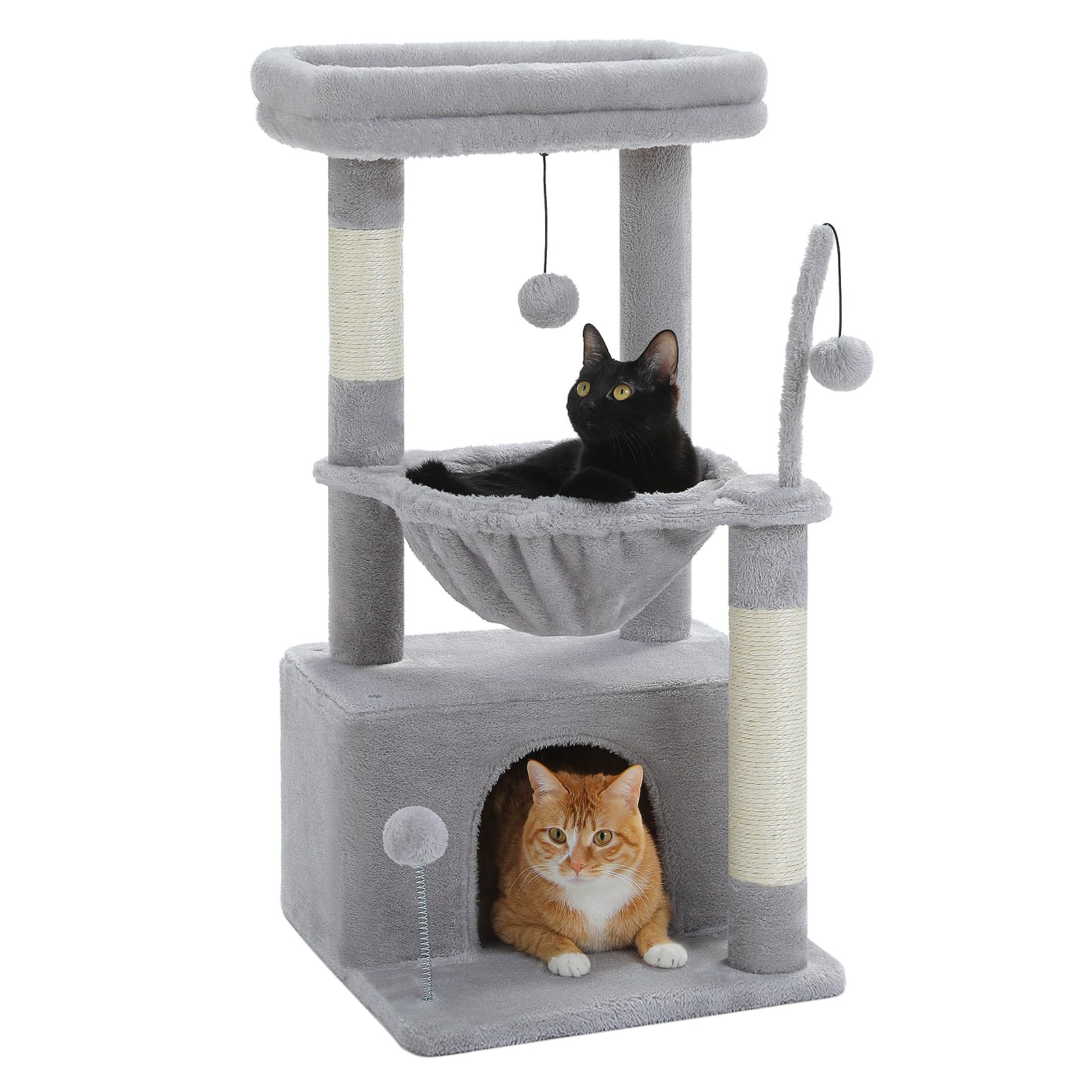 Pequlti 4-In-1 Cat Tree, 33' Cat Tower For Indoor Cats With Large Cat Condo, Scratching Post For Cats With Deep Hammock& Cozy T