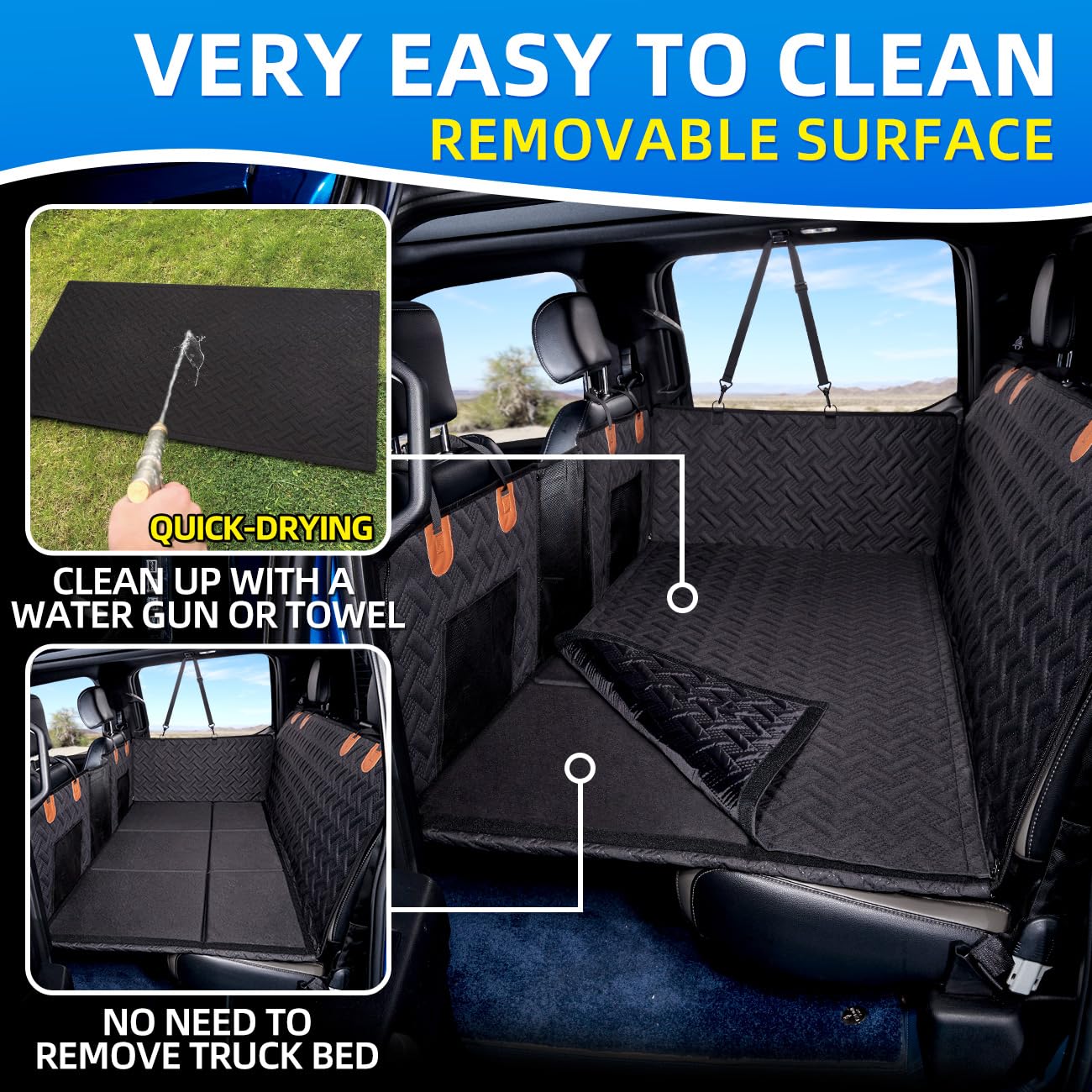 MAXFUT Truck Dog Seat Cover Back Seat,Back Seat Extender for Truck,Dog Hammock,Hard Bottom Car Seat Cover,Pet Seat Cover for F15