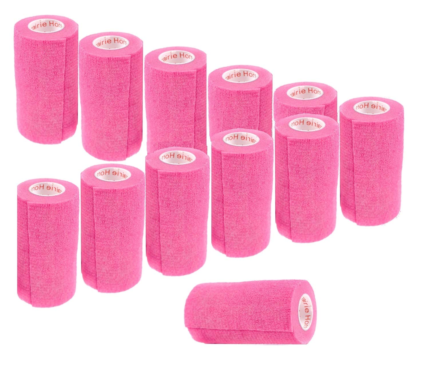 3 Inch Vet Wrap Tape Bulk (Neon Pink) (Pack of 12) Self Adhesive Adherent Adhering Flex Bandage Grip Roll for Dog Cat Pet Horse