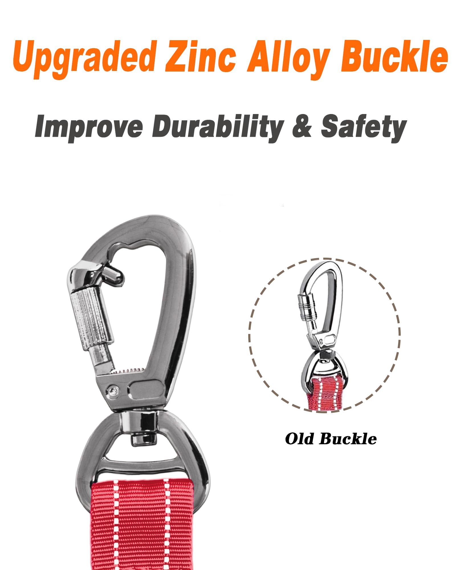 Aubell Dog Leash, Reflective Dog Leash Heavy Duty Dog Leash With Car Seat Belt And Padded Handle, Tactical Dog Leashes For Walking,Training Lead For Large Medium Dogs, 6Ft Strong Bungee Dog Leash, Red