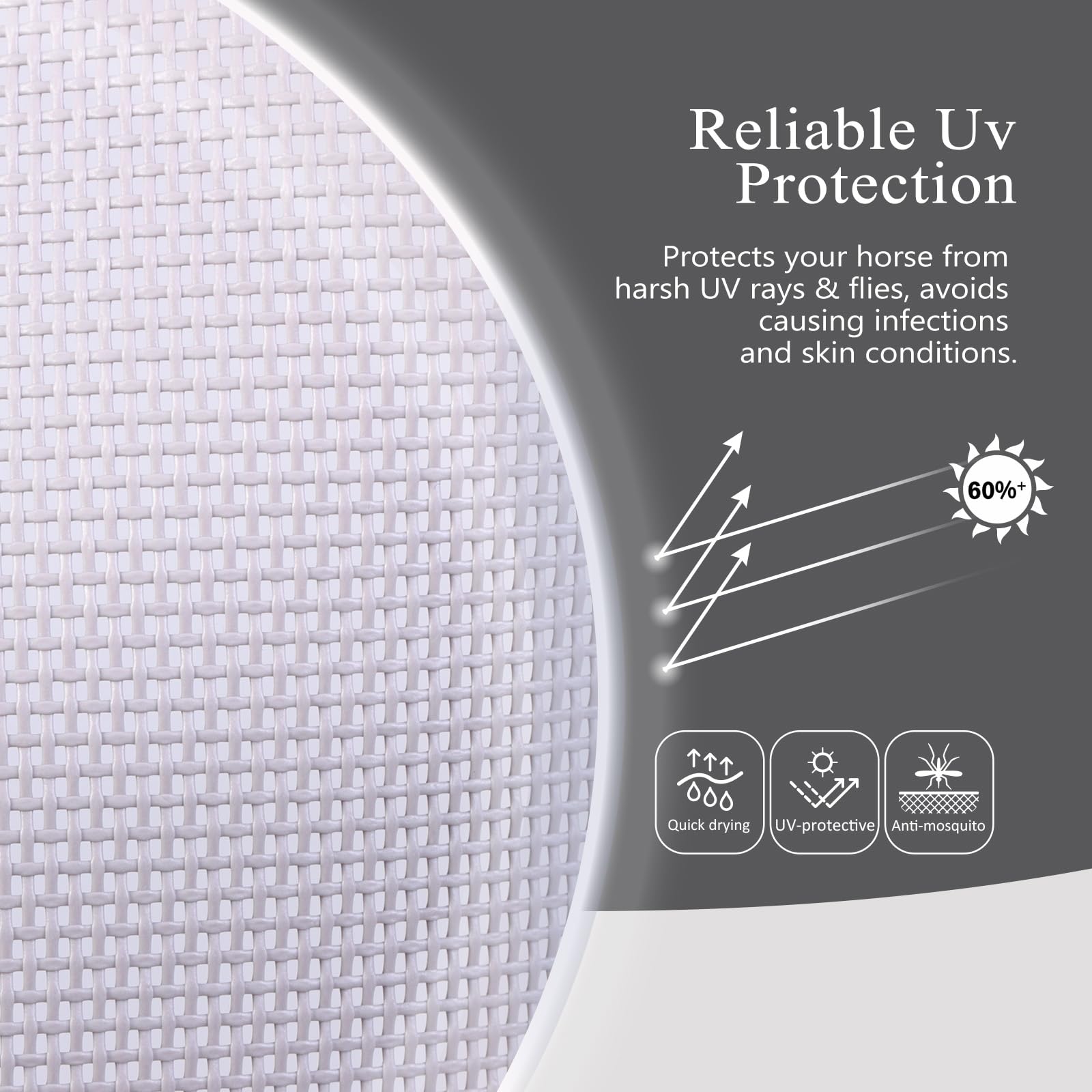 Harrison Howard Half Face Horse Fly Mask UV Protection and Breathable for Equine Use Comfortable Grey S