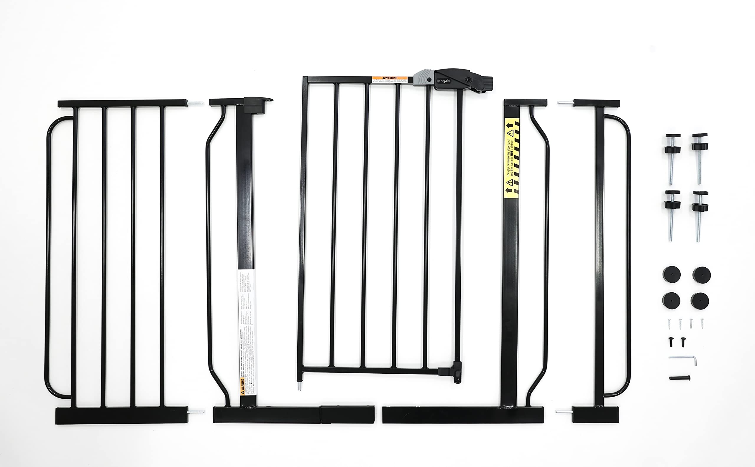 Regalo Easy Step 49-Inch Extra Wide Baby Gate, Includes 4-Inch And 12-Inch Extension Kit, 4 Pack Of Pressure Mount Kit And 4 Pack Of Wall Mount Kit, Black