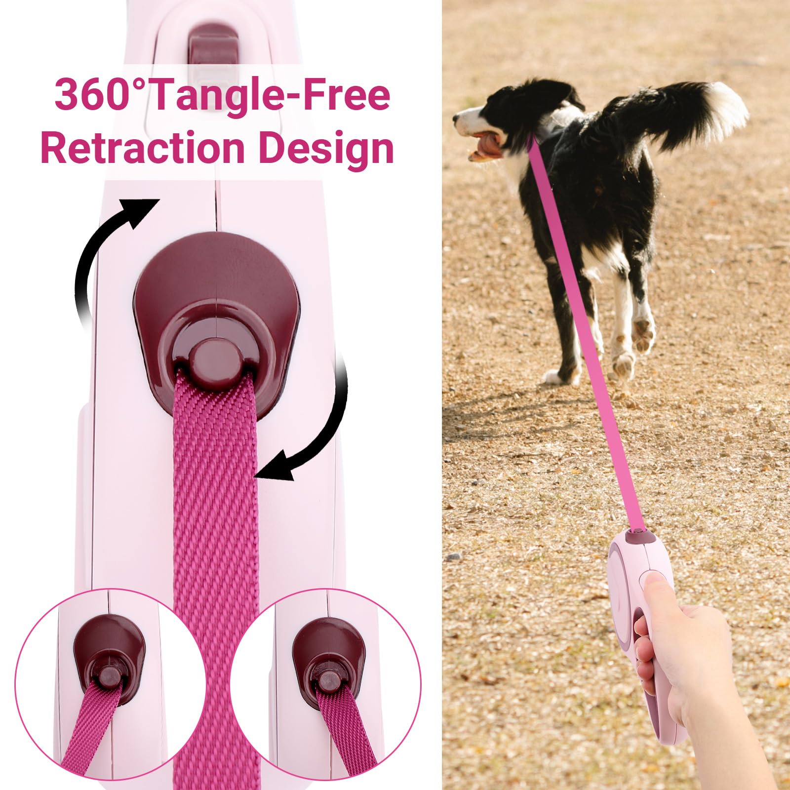 Segarty Dog Retractable Leash, 16Ft Heavy Duty Walking Dog Leash For Medium Small Pet Up To 44Lb, Anti-Slip Handle 360Tangle-Fre