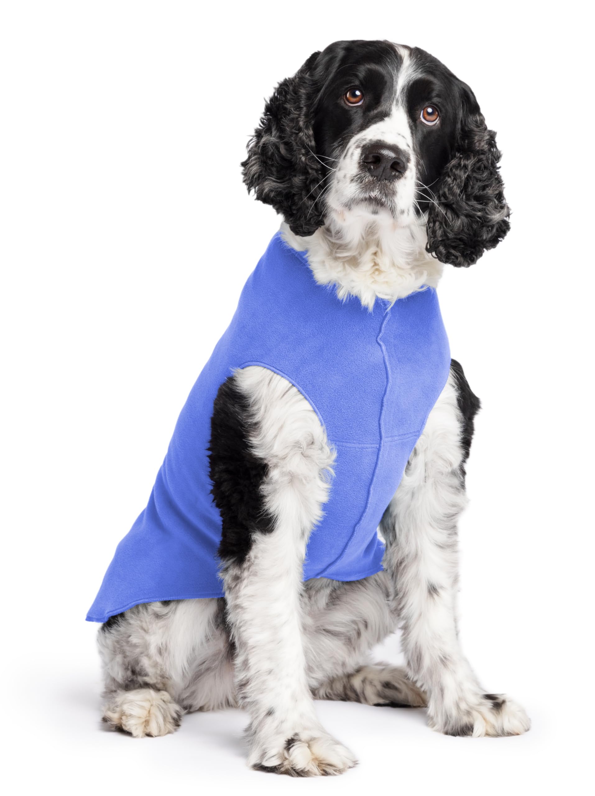 Gold Paw Stretch Fleece Dog Coat, Stretchy Pet Sweater, Machine Washable Pullover For Winter And Fall, Cornflower Blue, 20