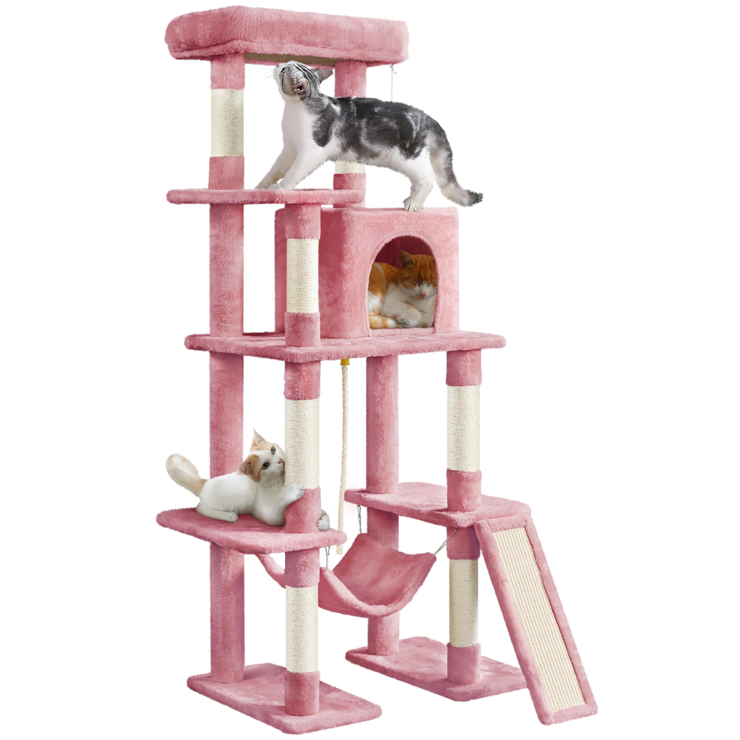 Yaheetech Cat Tree Cat Tower, 63In Multi-Level Cat Tree For Indoor Cats, Tall Cat Tree W/Sisal-Covered Scratching Posts & Condo,