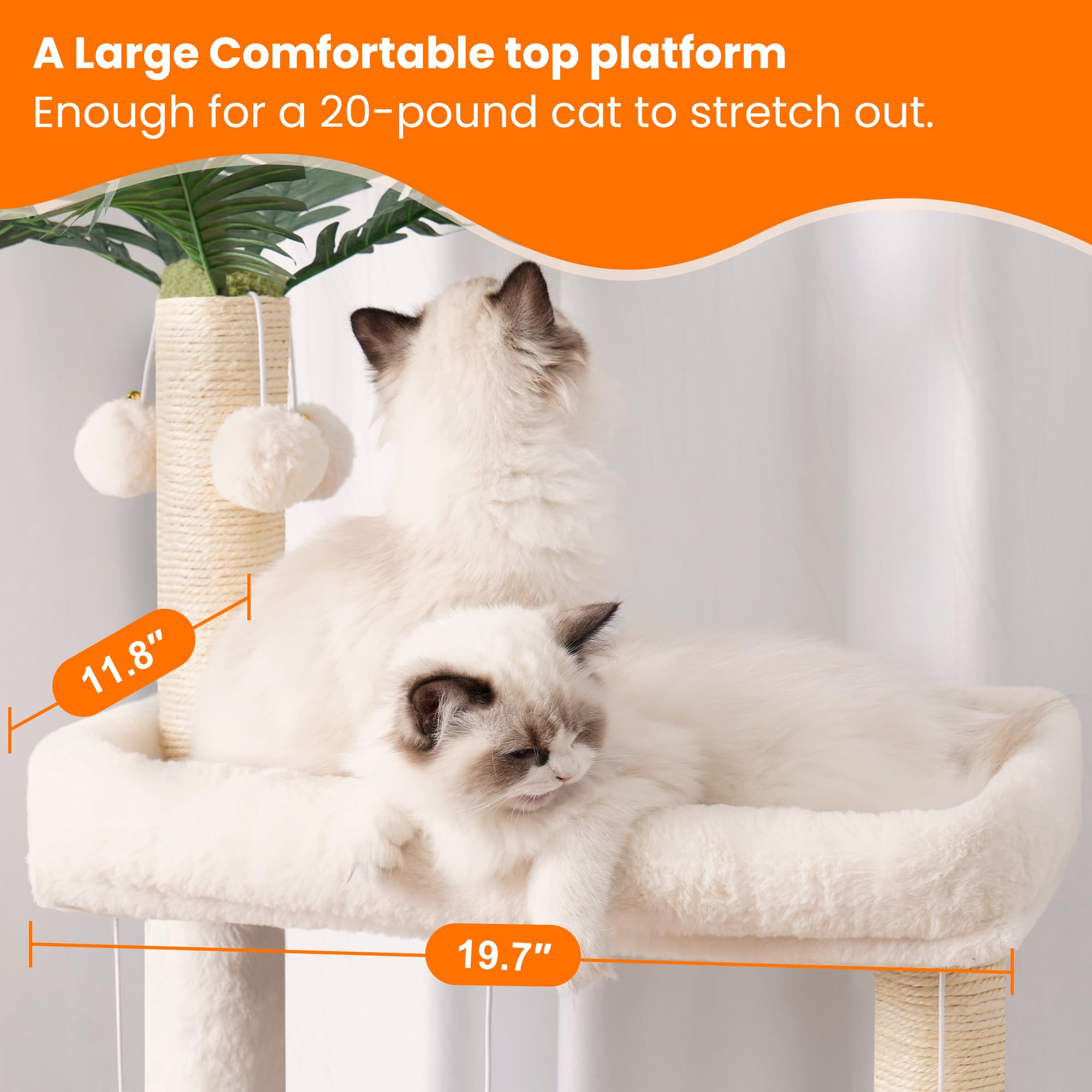Hebly Wood Cat Tree For Indoor Cats, Cat Condo For Large Cats With Self Groomer,Modern Cat Scratching Tower With Basket,Hammock,