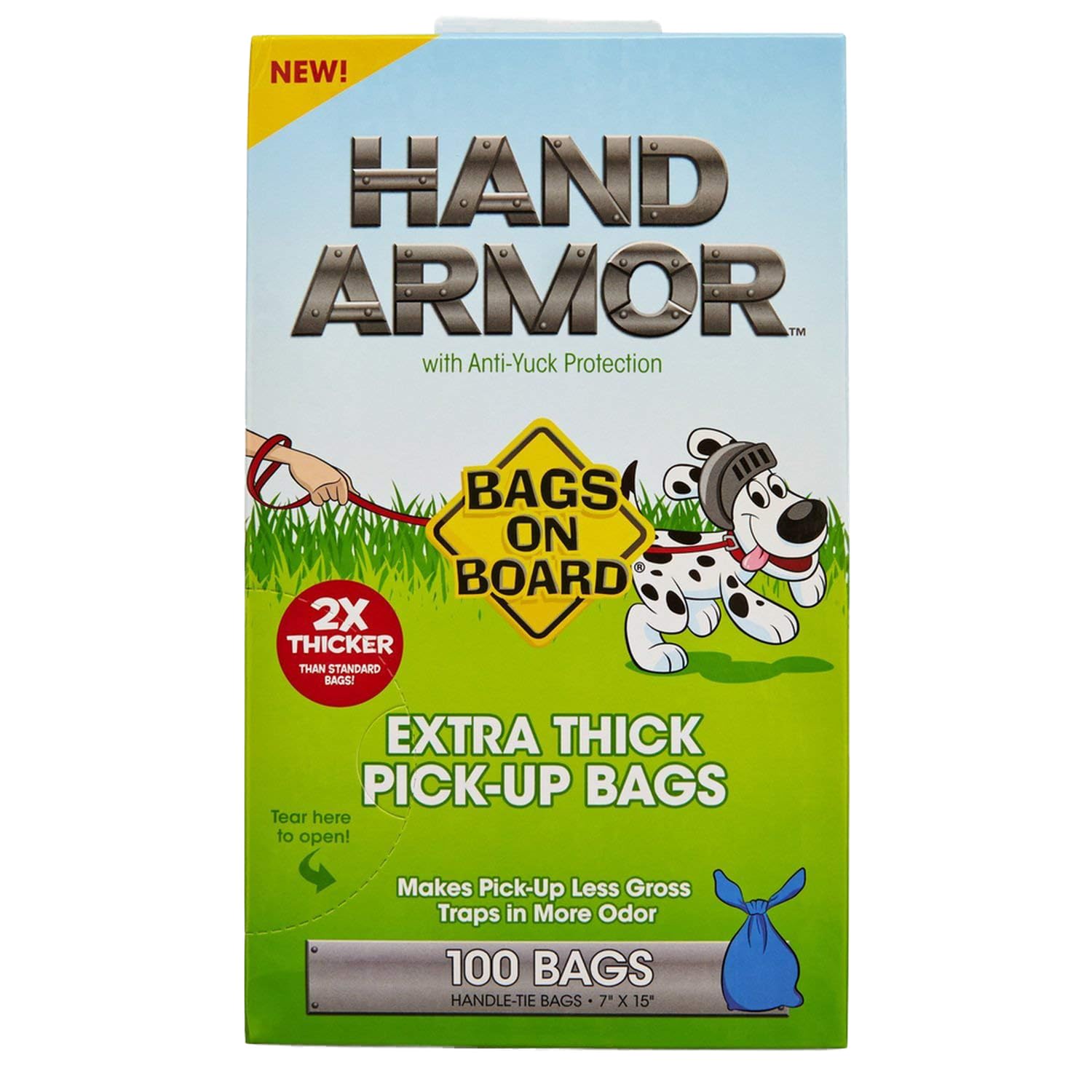 Bags On Board Hand Armor Dog Poop Bags | Extra Thick Dog Waste Bags With Leak Proof Protection | 7X15 Inches, 100 Bags, Blue, 32
