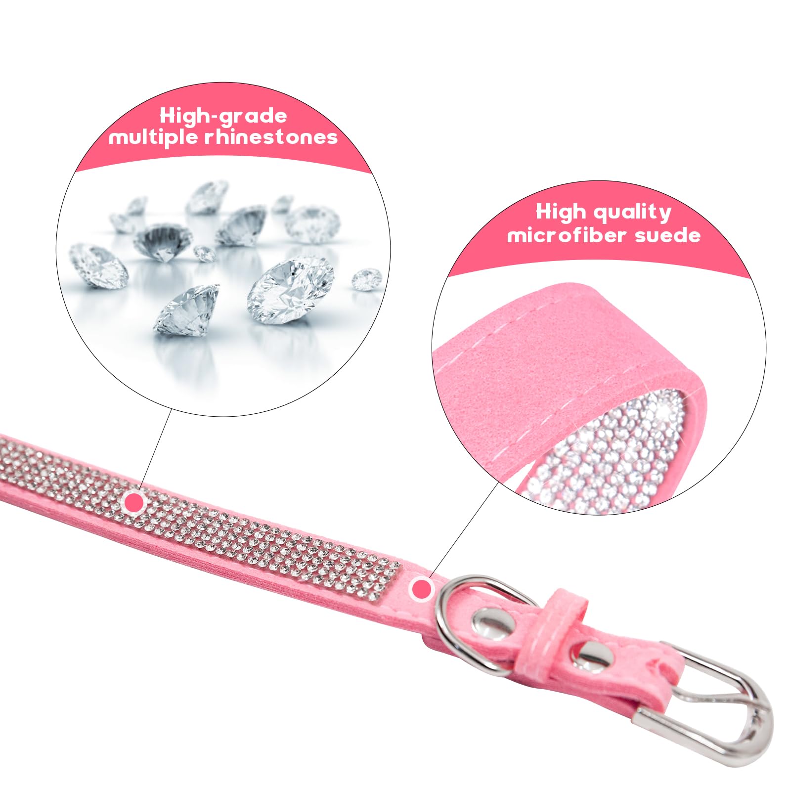 Jestrem Dog Collar, Bling Rhinestone Dog Collar, Adjustable Leather Bling Dog Collars For Small Medium Large Breed Girl Dogs Cat