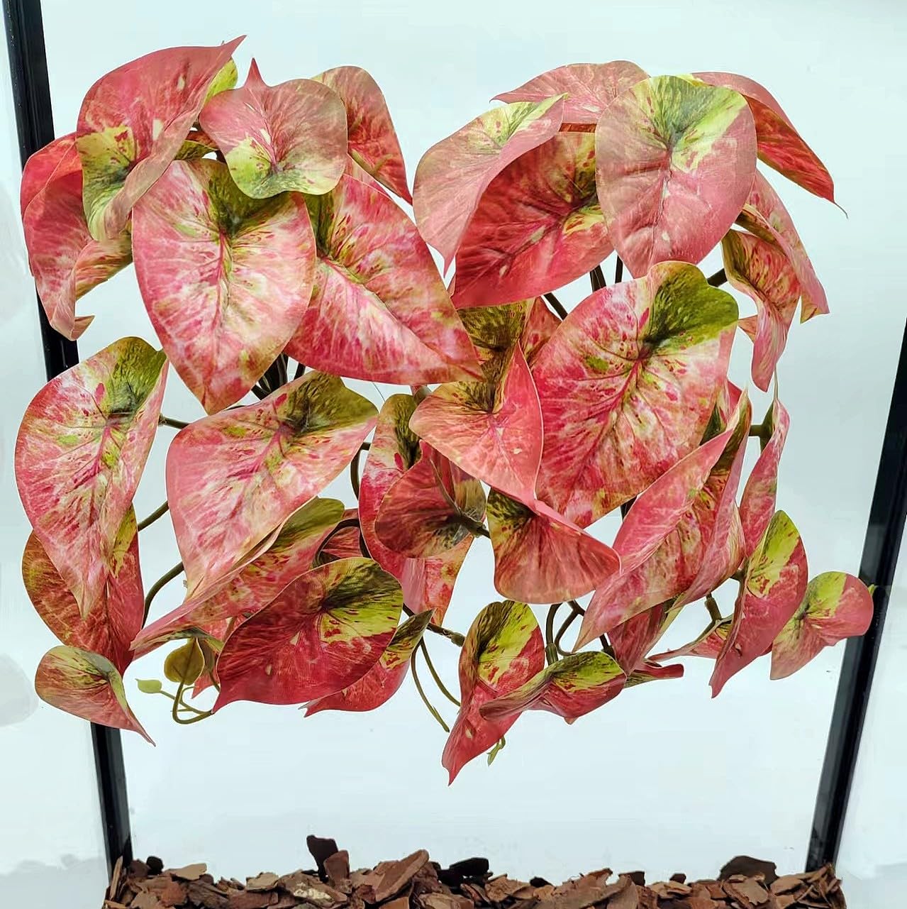 KERUIDENG 2 Pack Reptile Plants for Terrarium Decor, Amphibian Habitat Decor, Reptile Tank Accessories, Artificial Hanging Plant