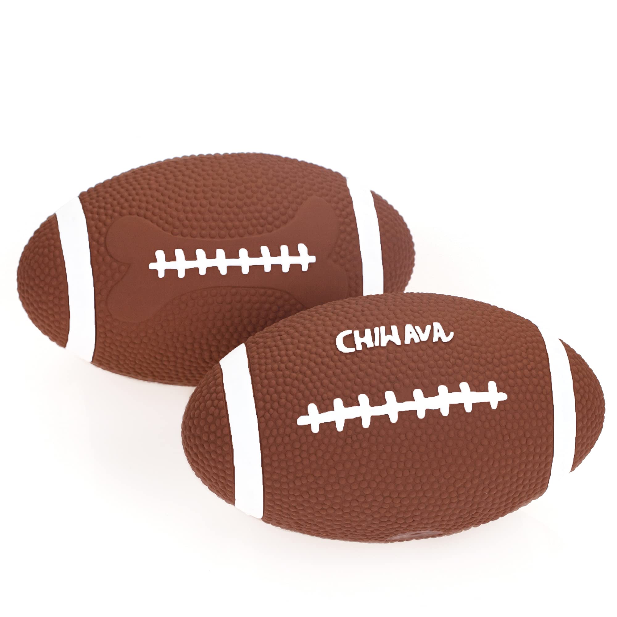 Chiwava 2 Pack 6'' Squeaky Latex Dog Toy Balls Football Rugbys Fetch Interactive Toy For Medium Large Dogs