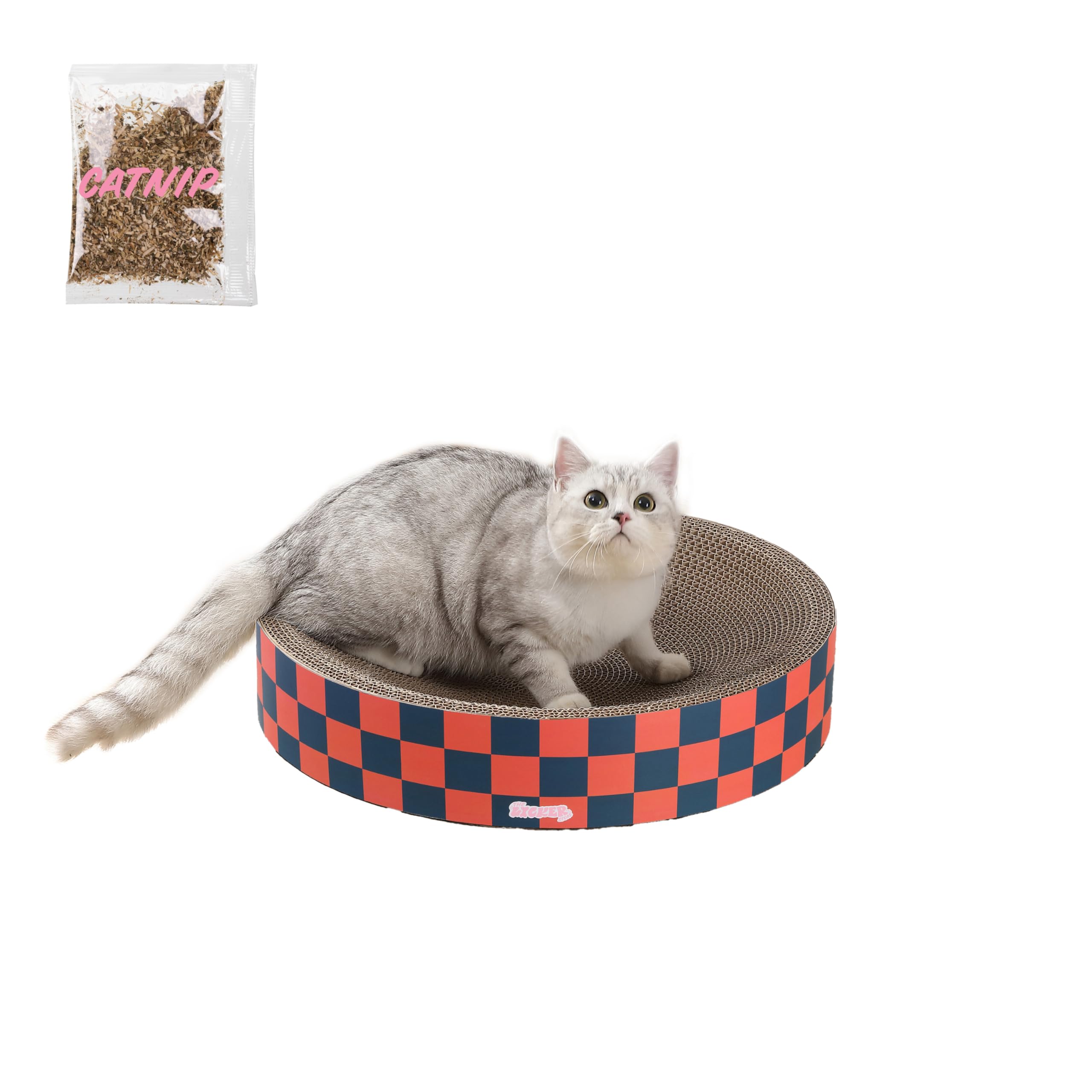 The Licker Store Csr1010D Nelson 20.13 Modern Cardboard Round Bowl Cat Scratcher With Catnip, Berry Cherry