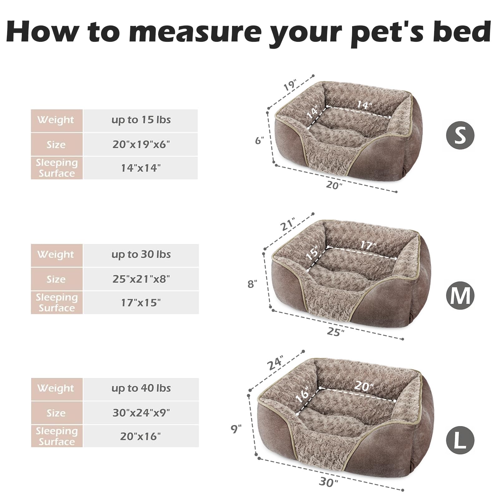 INVENHO Small Dog Bed Rectangle Washable Orthopedic Soft Calming Sleeping Durable Pet Cuddler with Anti-Slip Bottom