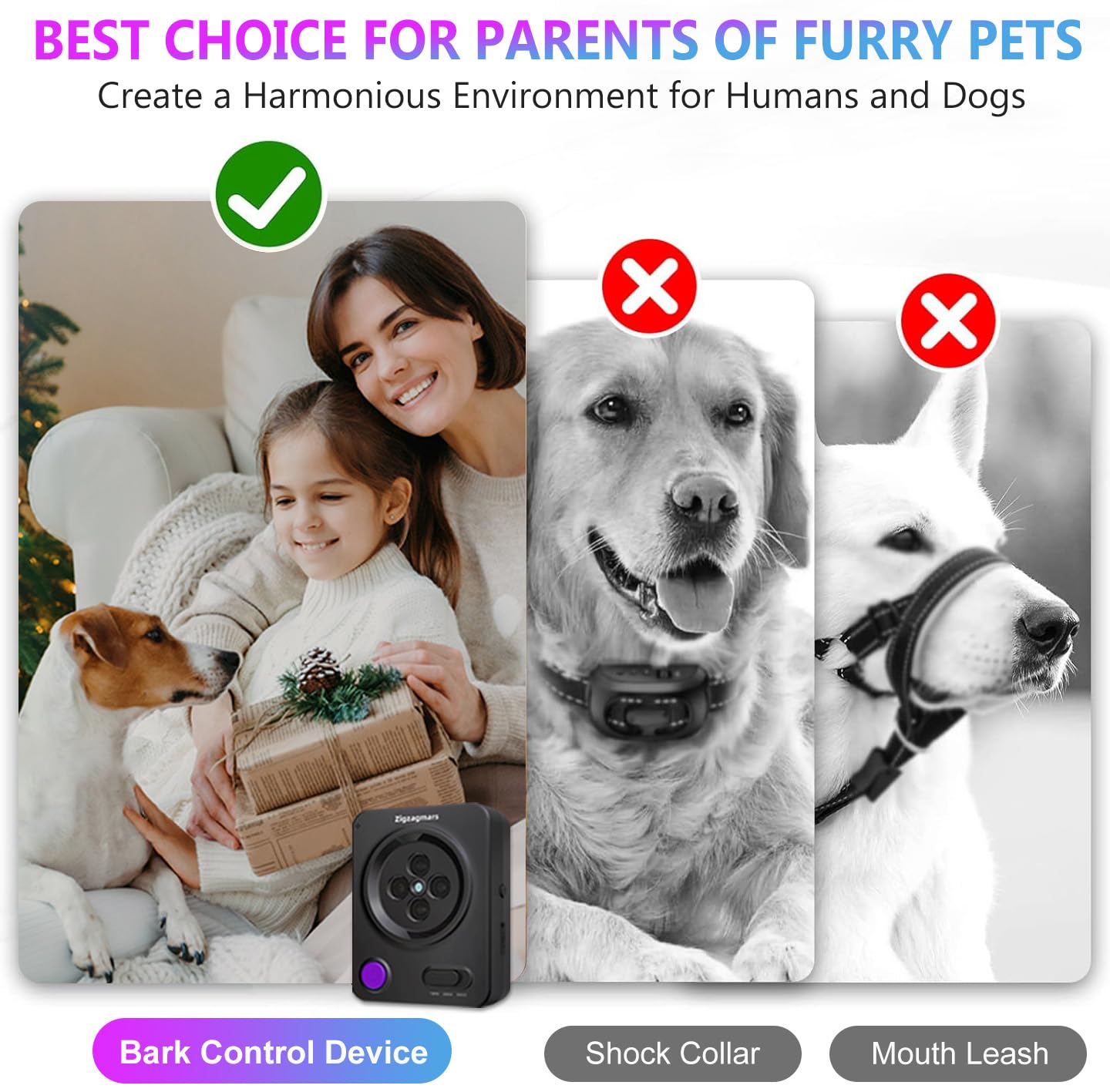 Zigzagmars Anti Barking Device For Dogs, Ultrasonic Dog Barking Control With Auto & App Mode, Rechargeable, Rainproof Sonic Dete