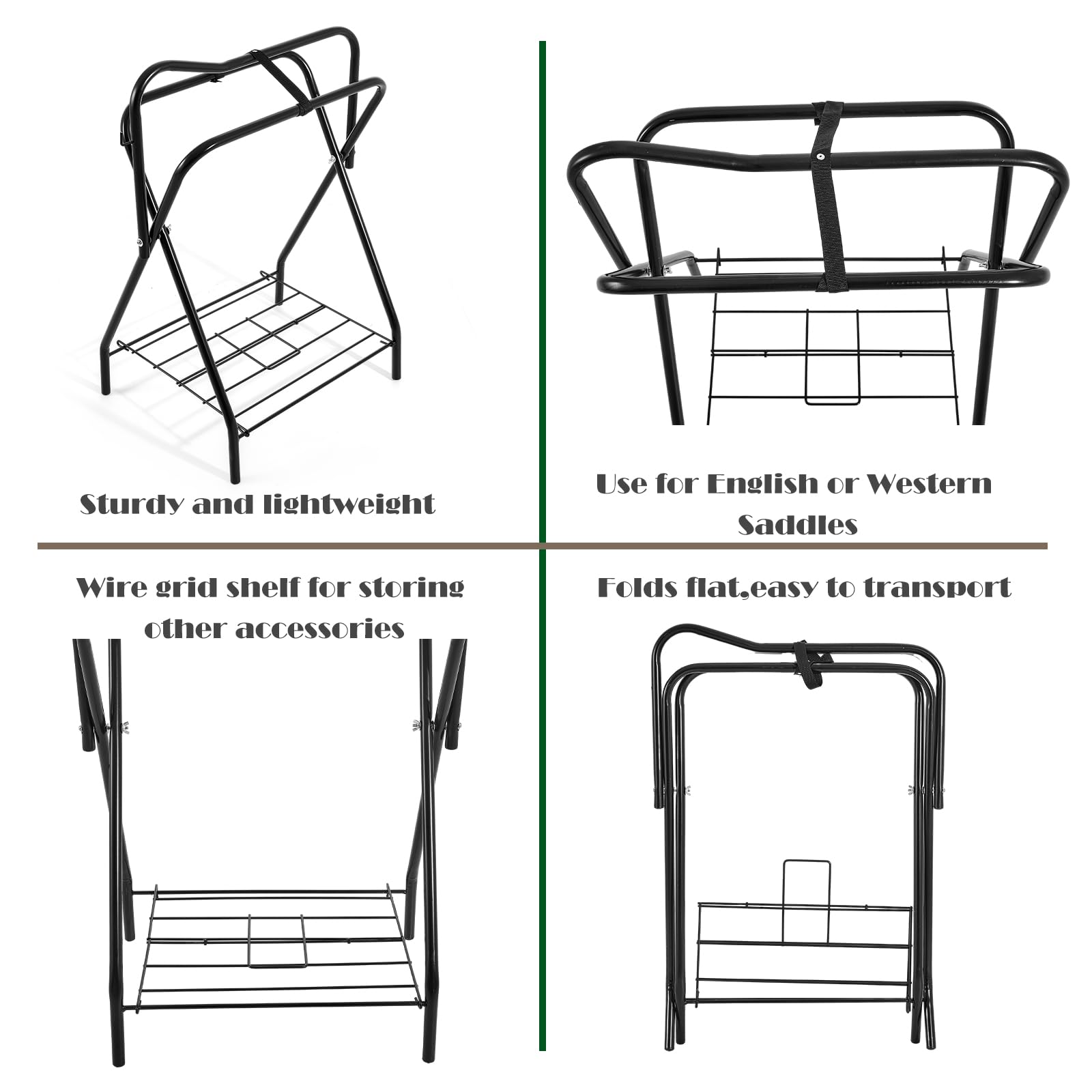 Abbylike 2 Pcs Portable Saddle Rack Steel Foldable Freestanding Saddle Rack Stand Horse Trailer Organizer For Derby Day Horse Su