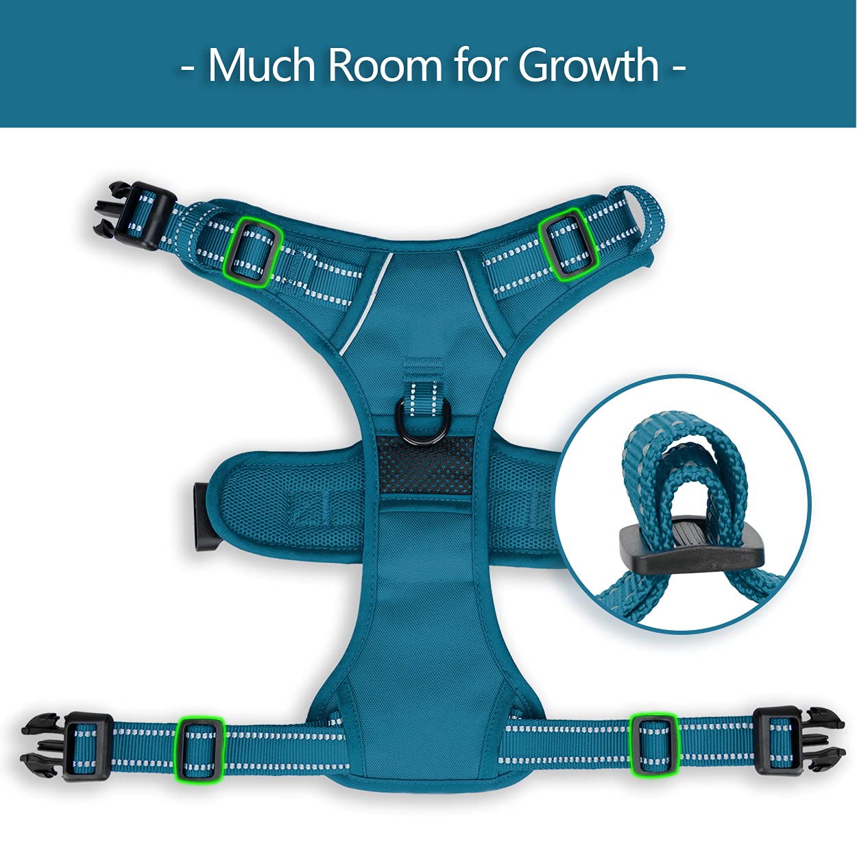 Poypet No Pull Dog Harness, No Choke Reflective Dog Vest, Adjustable Pet Harnesses With Easy Control Padded Handle For Small Medium Large Dogs(Tumalo Teal,Xs)