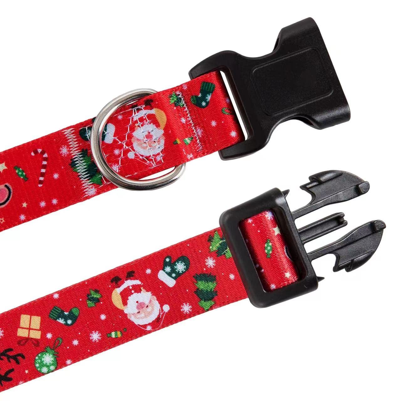 Hqyddmi Christmas Dog Collar With Santa Print, Soft Comfortable Adjustable Collars For Small Medium Large Dogs(Christmas,L)
