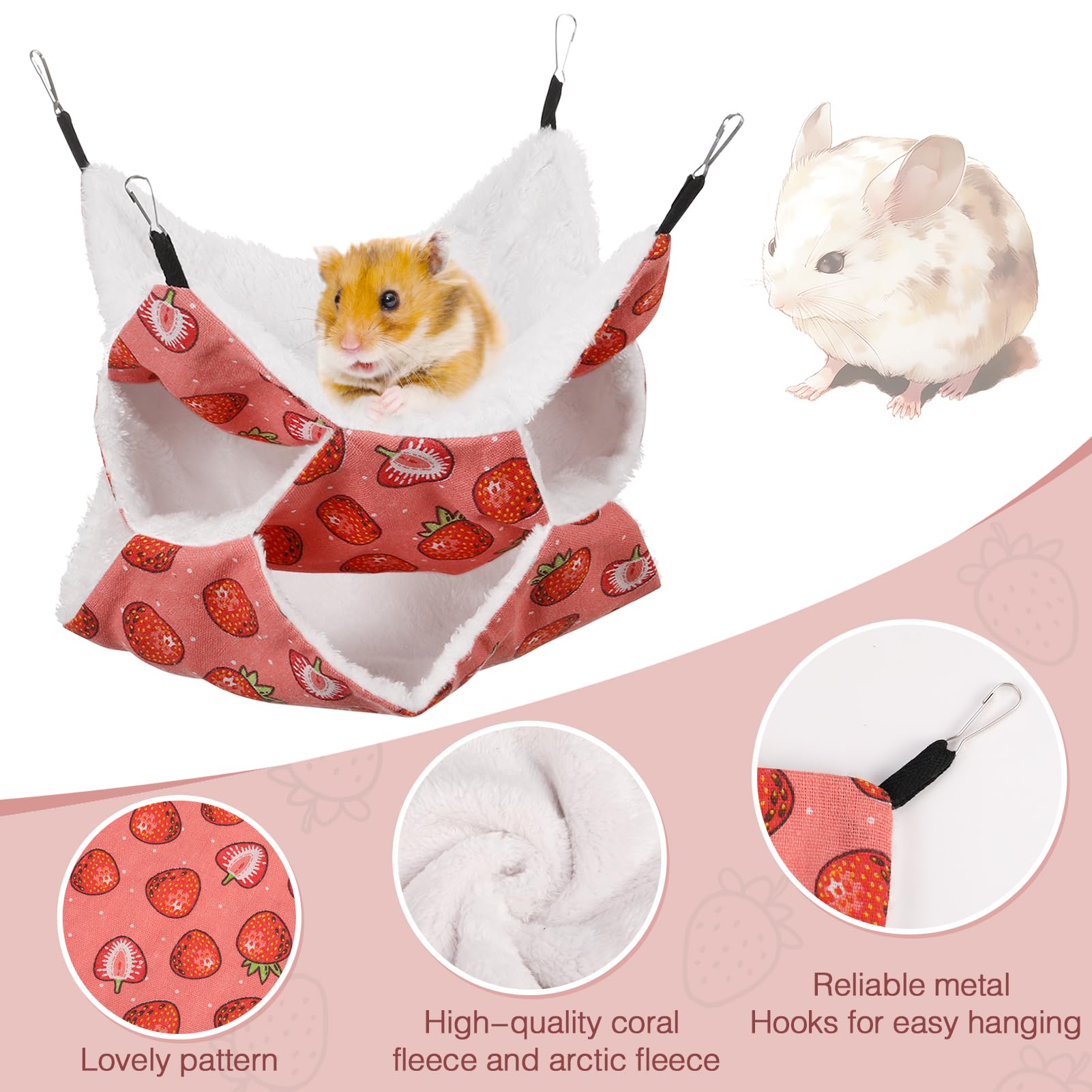 Xinrui 3 Layer Guinea Pig Cage Hammock, Cute Rat Hamster Hanging Hammock Bed Soft Warm Small Animals House Cage Accessories Toy