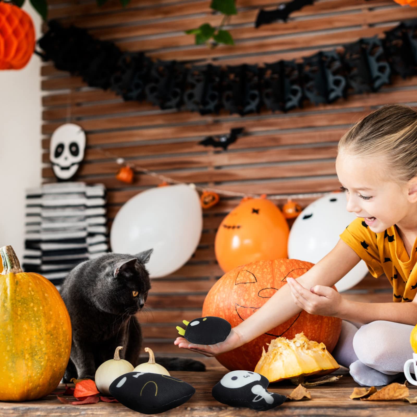 Yhomu Cat Catnip Toys Horrible Halloween Ghost Cat Chew Toy Bite Resistant Catnip Toys Set Of 6 Ghost Monster 2-Sided Catnip Fil