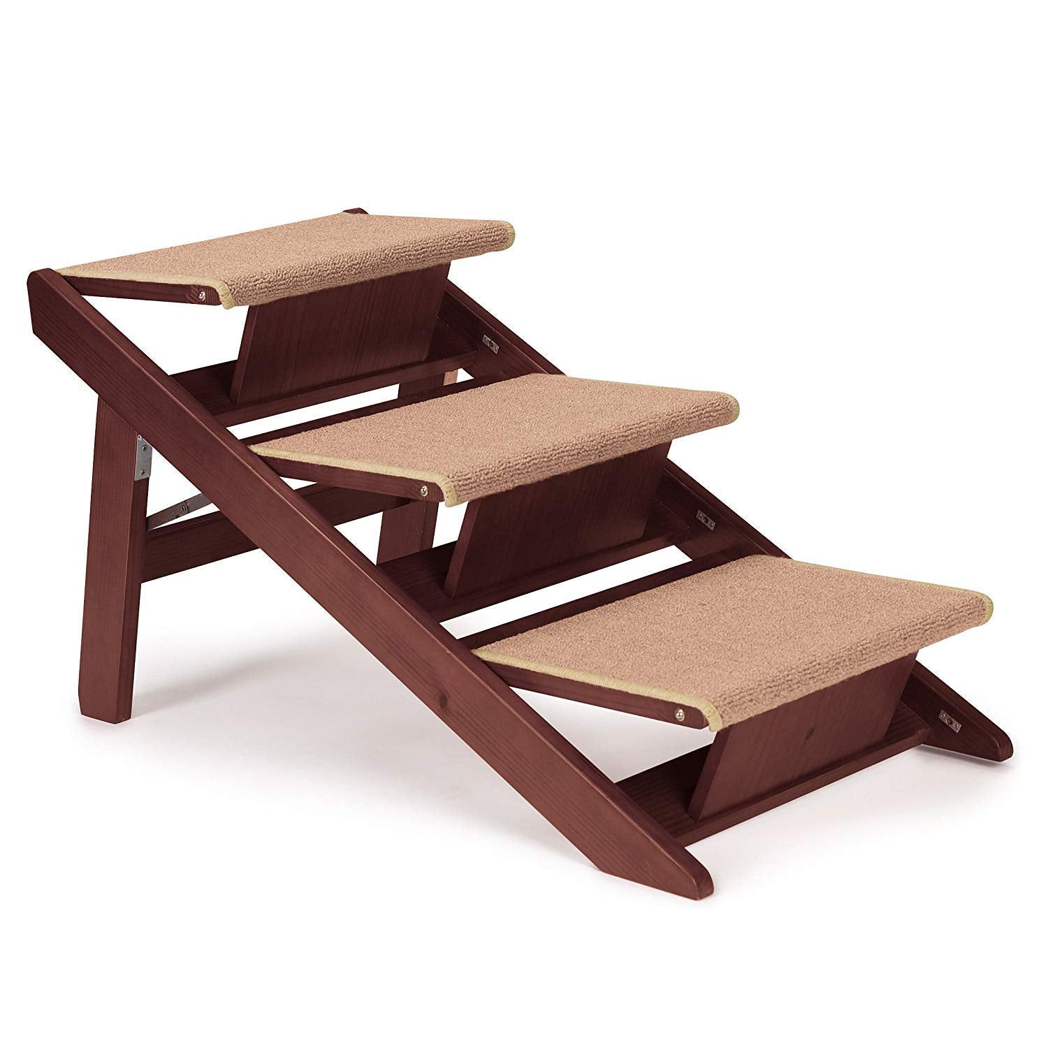 Pet Studio Pine Frame Dog Rampsteps, 3 Step,Brown