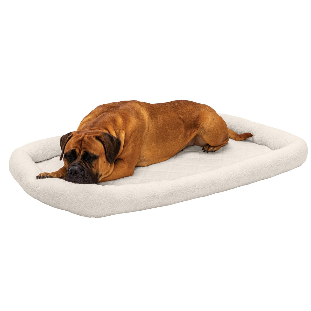 Furhaven Dog Bed For Large Dogs, 100% Washable, Sized To Fit Crates - Sherpa Fleece Bolster Crate Pad - Cream, Jumbo/Xxl